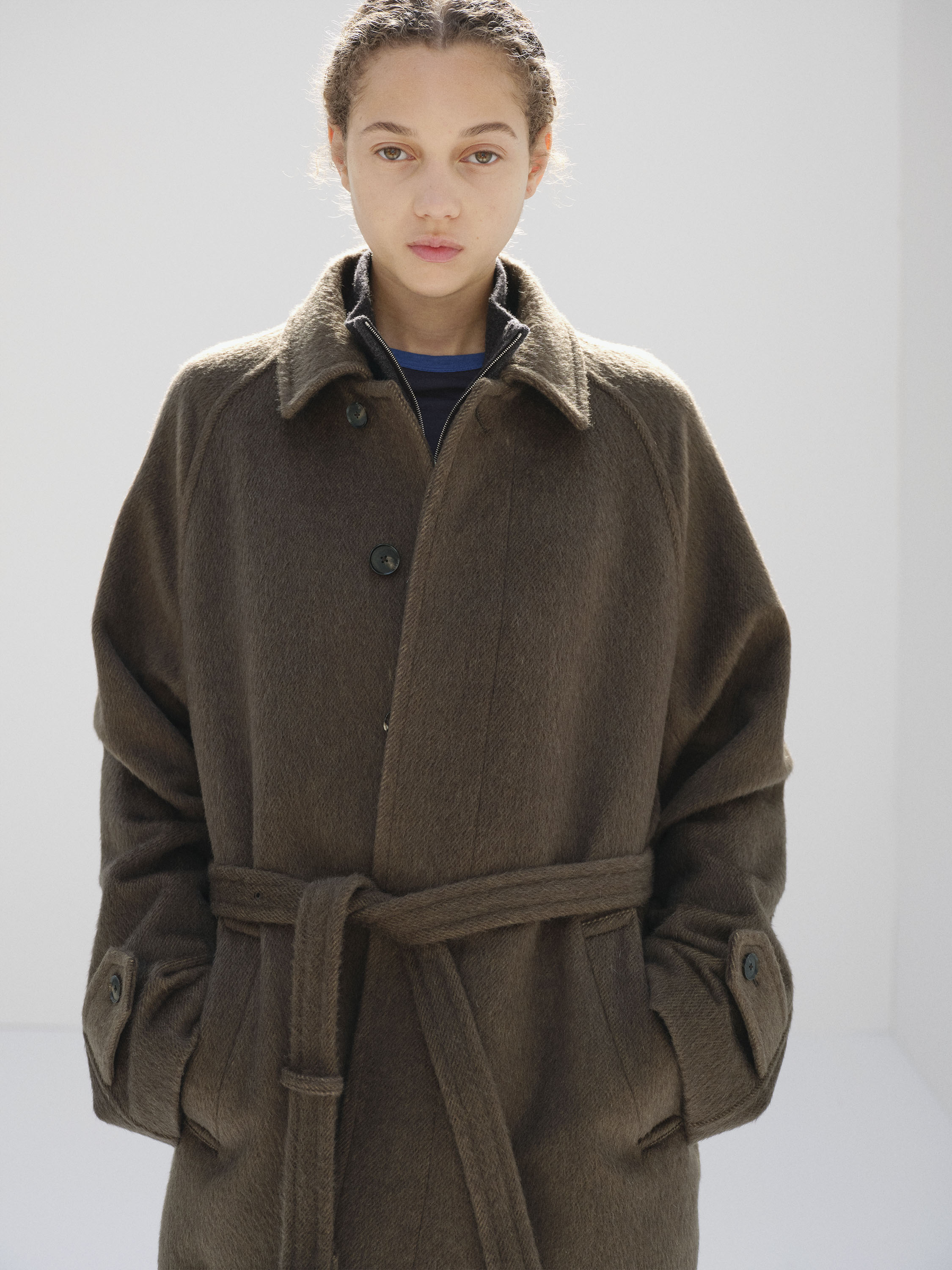 HAIRY WOOL MOHAIR CHAMBRAY SOUTIEN COLLAR COAT 詳細画像 BROWN 4