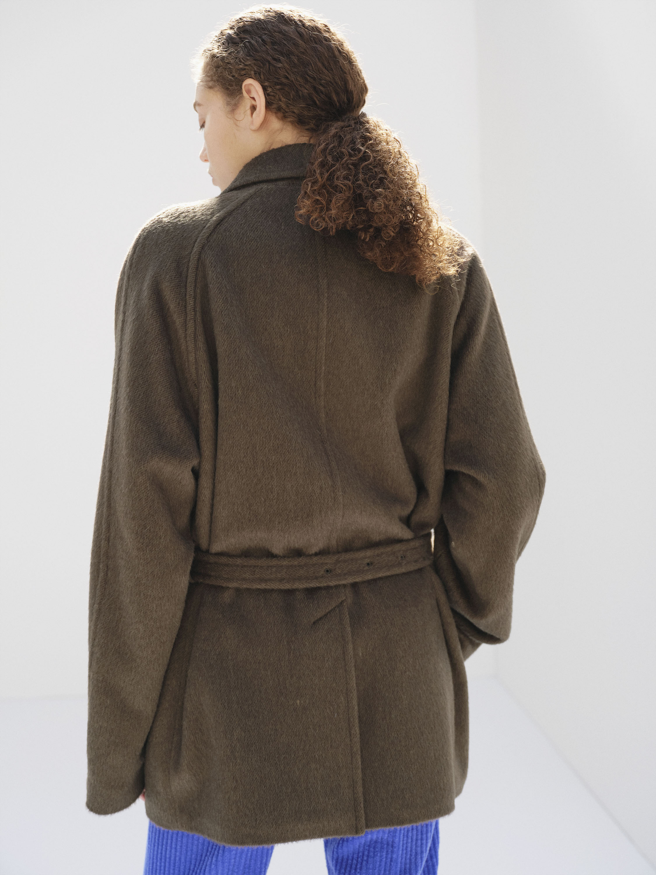 HAIRY WOOL MOHAIR CHAMBRAY SOUTIEN COLLAR COAT 詳細画像 BROWN 5