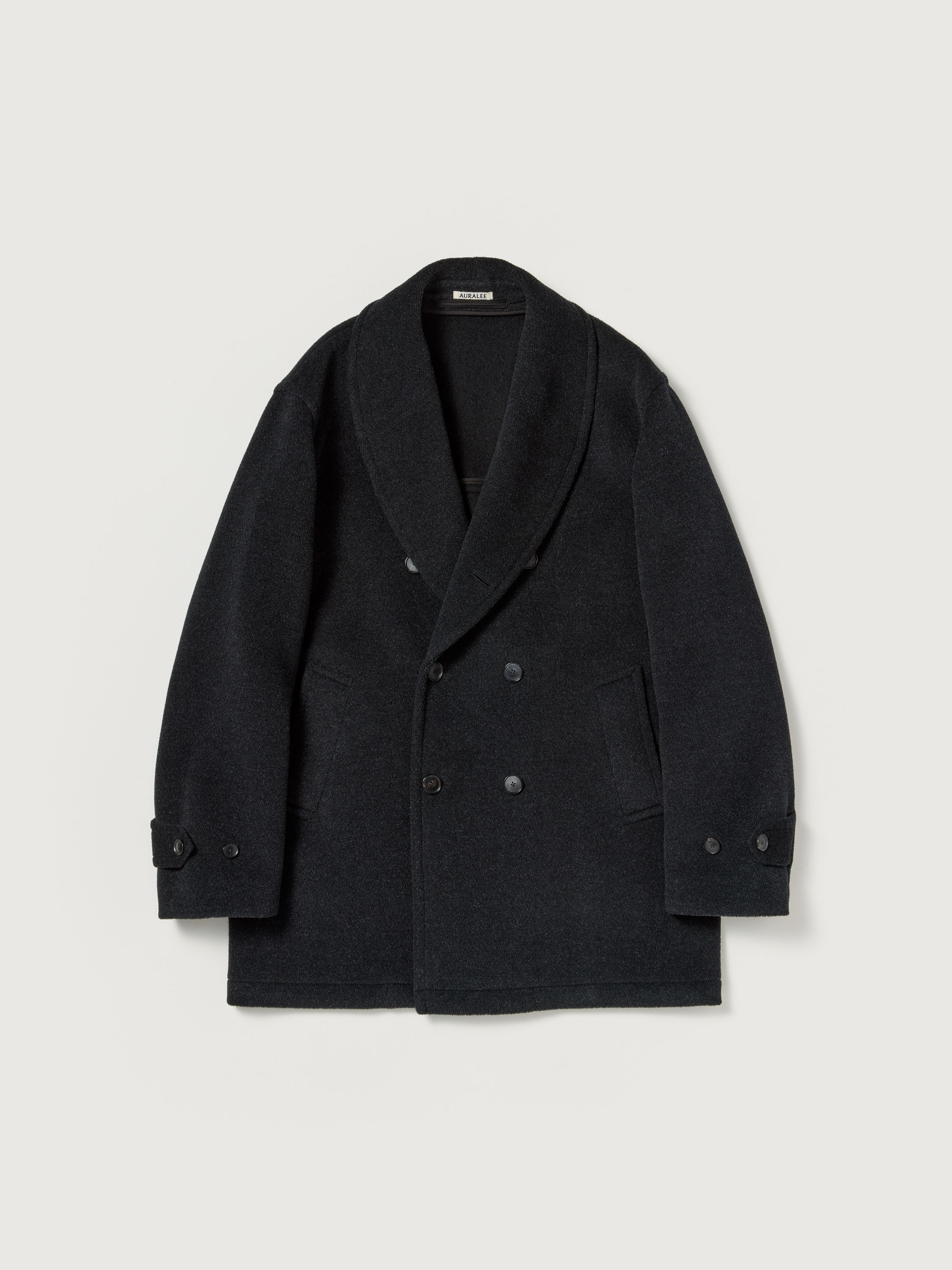 WOOL HERRINGBONE SHAWL COLLAR COAT 詳細画像 DARK CHARCOAL 6