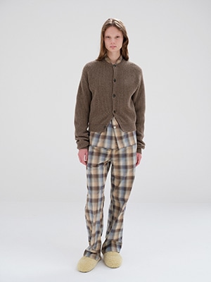 SUPER FINE WOOL CASHMERE RIB KNIT CARDIGAN