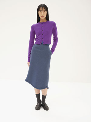 LIGHT CASHMERE KNIT CREW-NECK CARDIGAN