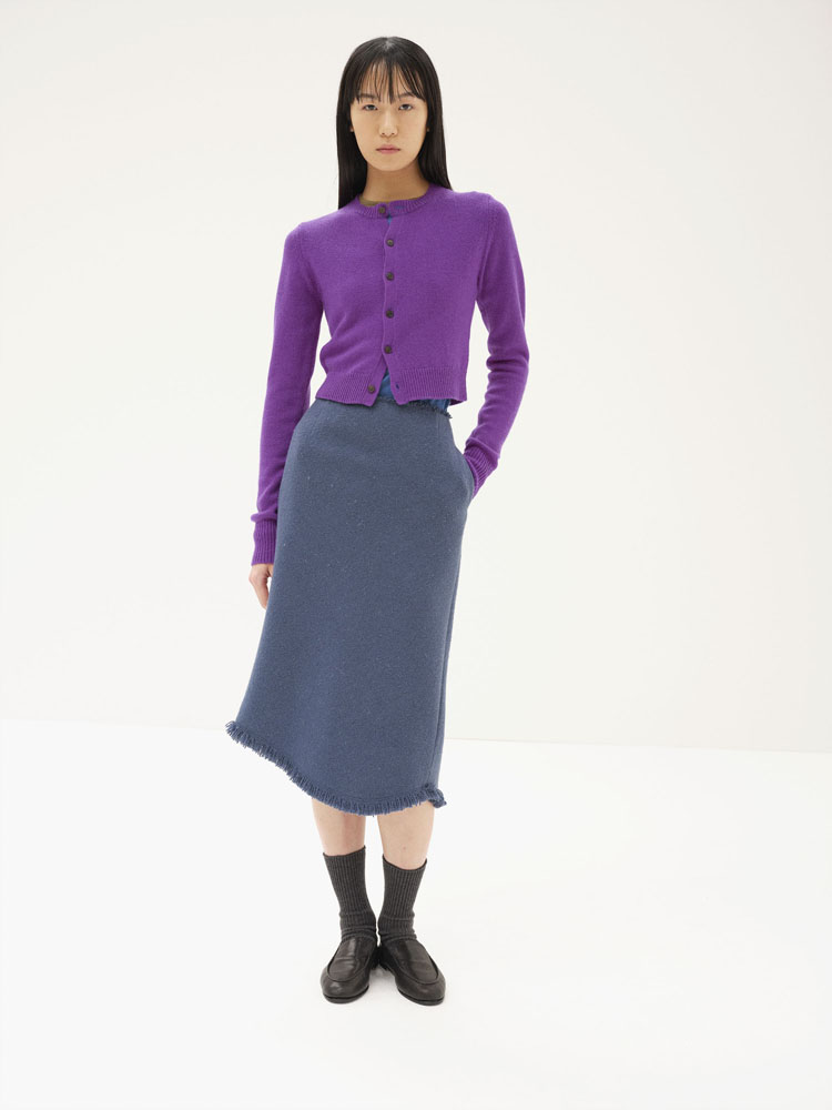 LIGHT CASHMERE KNIT CREW-NECK CARDIGAN