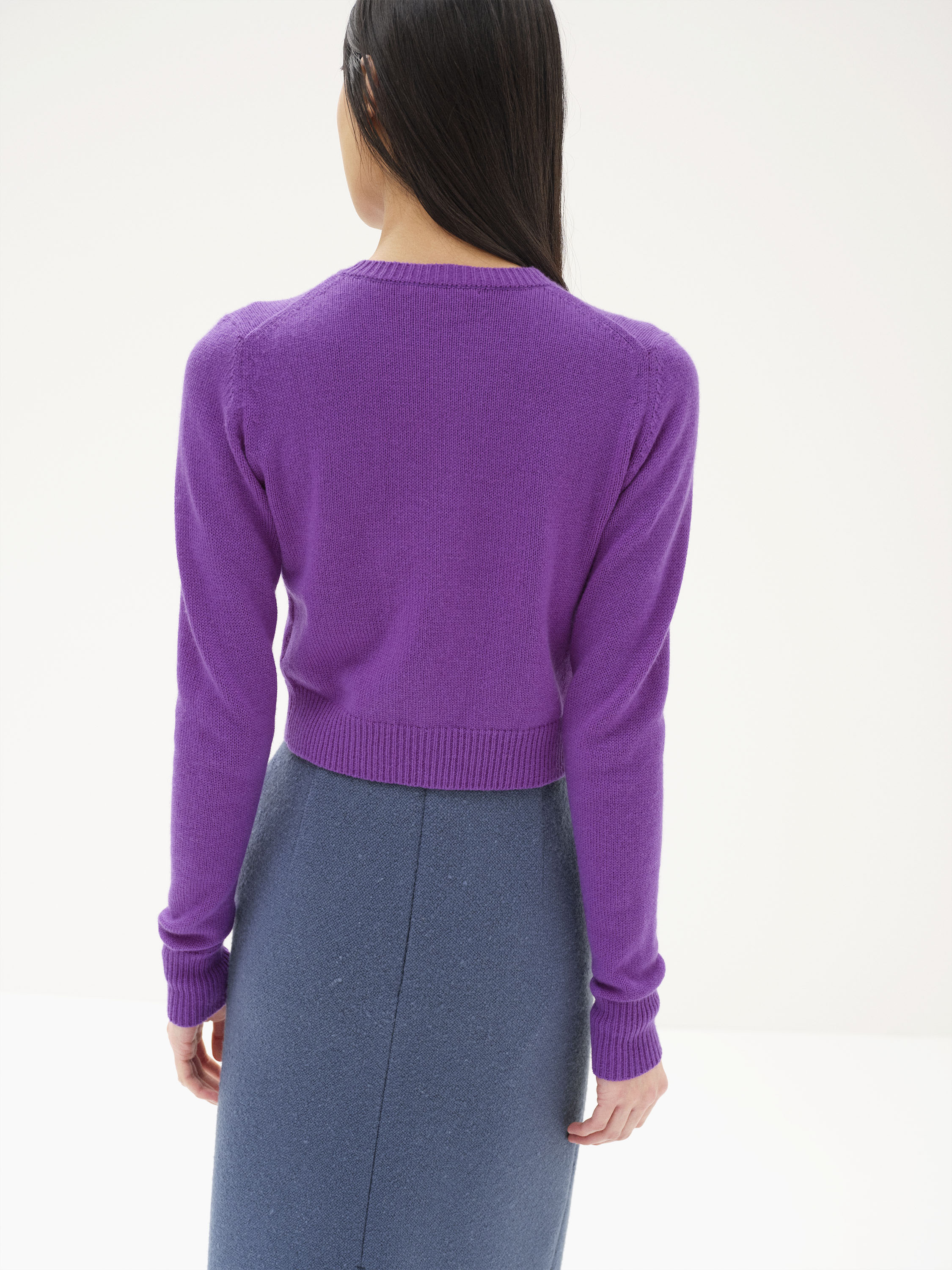 LIGHT CASHMERE KNIT CREW-NECK CARDIGAN 詳細画像 PURPLE 4
