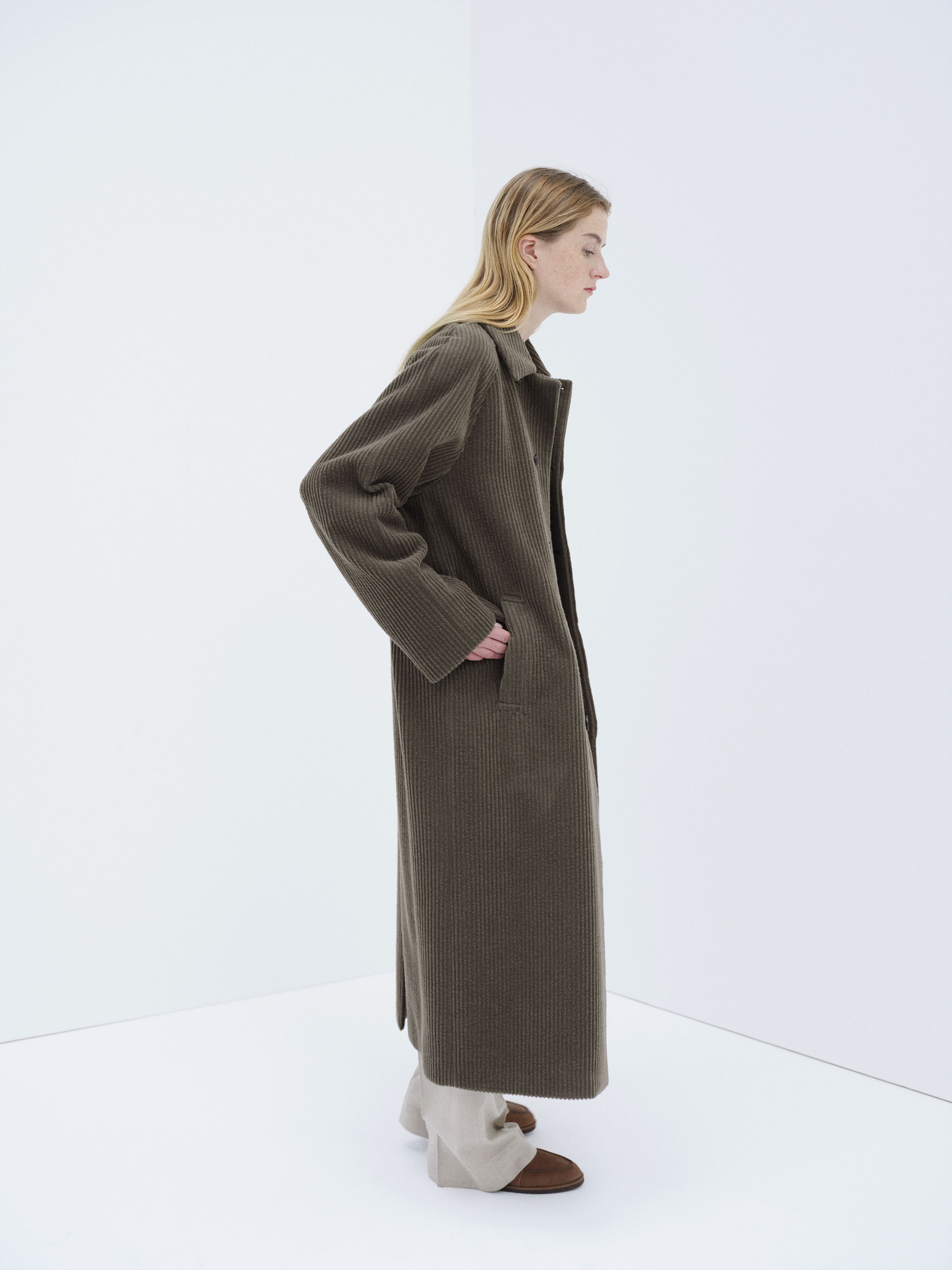 WOOL CASHMERE CORDUROY SOUTIEN COLLAR COAT 詳細画像 SMOKY BROWN 3