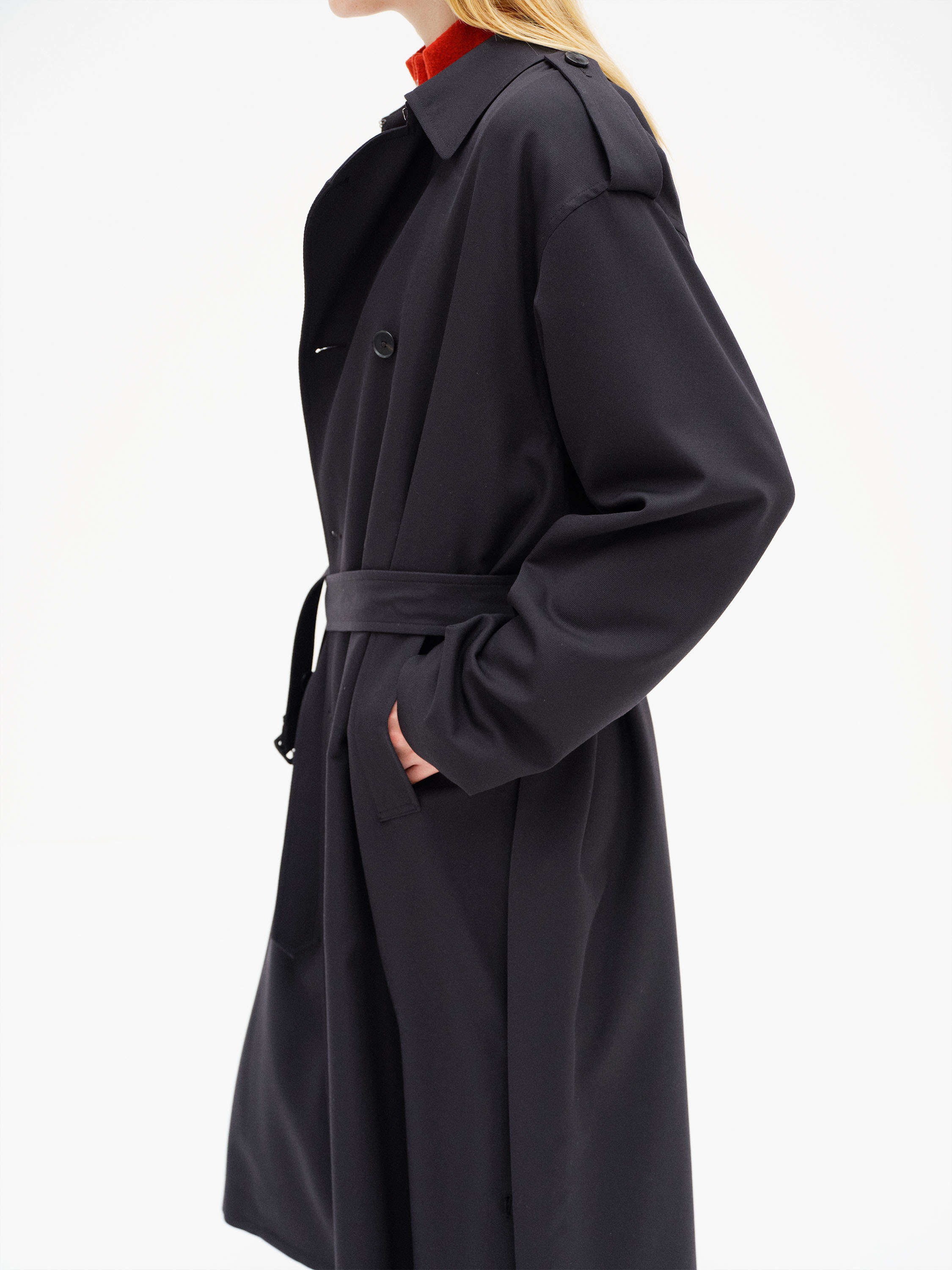 ULTRA FINE WOOL TRENCH COAT WITH DETACHABLE LINER 詳細画像 DARK NAVY × MIX GREEN 4