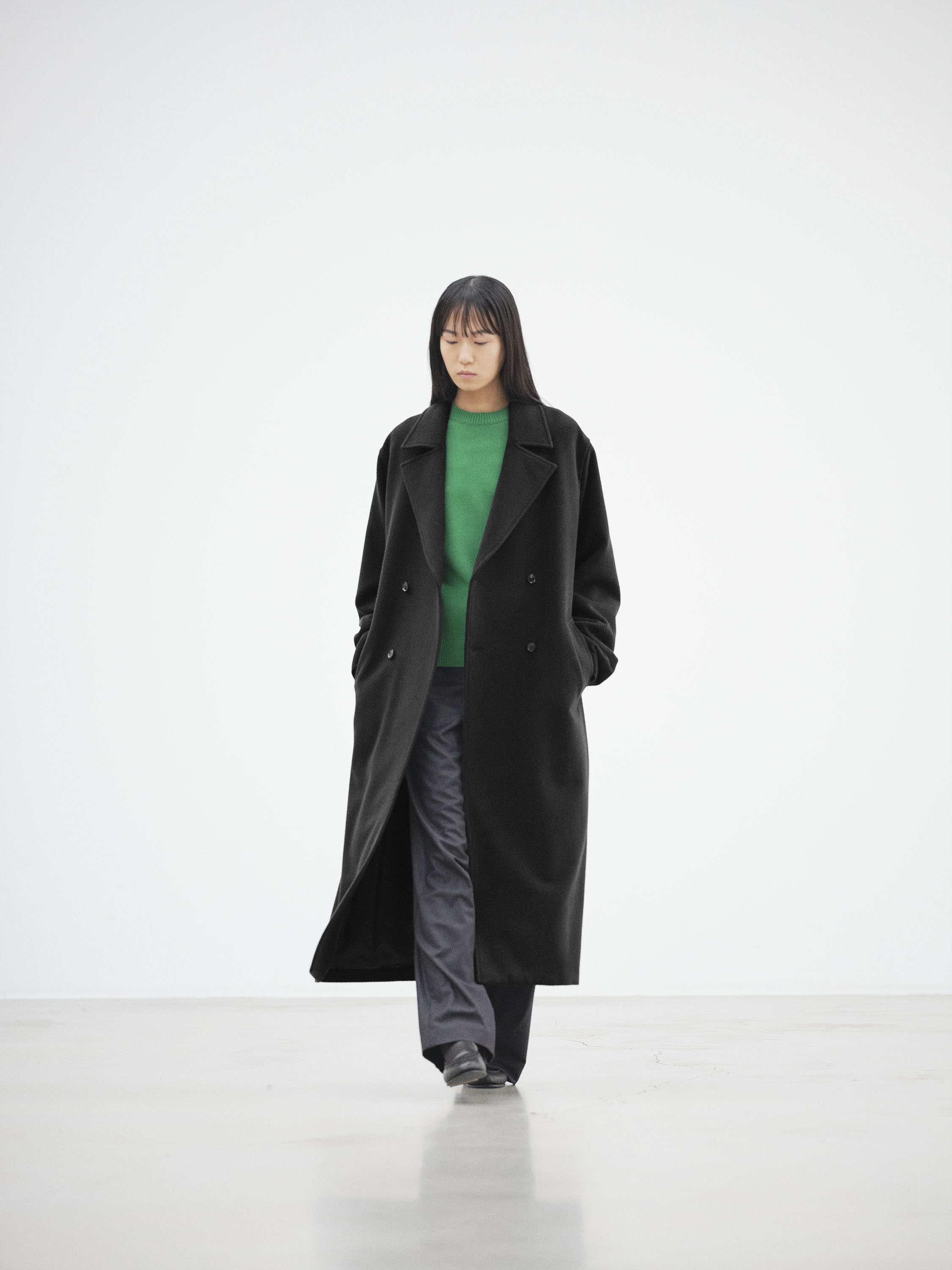 SUPER FINE WOOL MOSSER DOUBLE-BREASTED COAT 詳細画像 BLACK 3