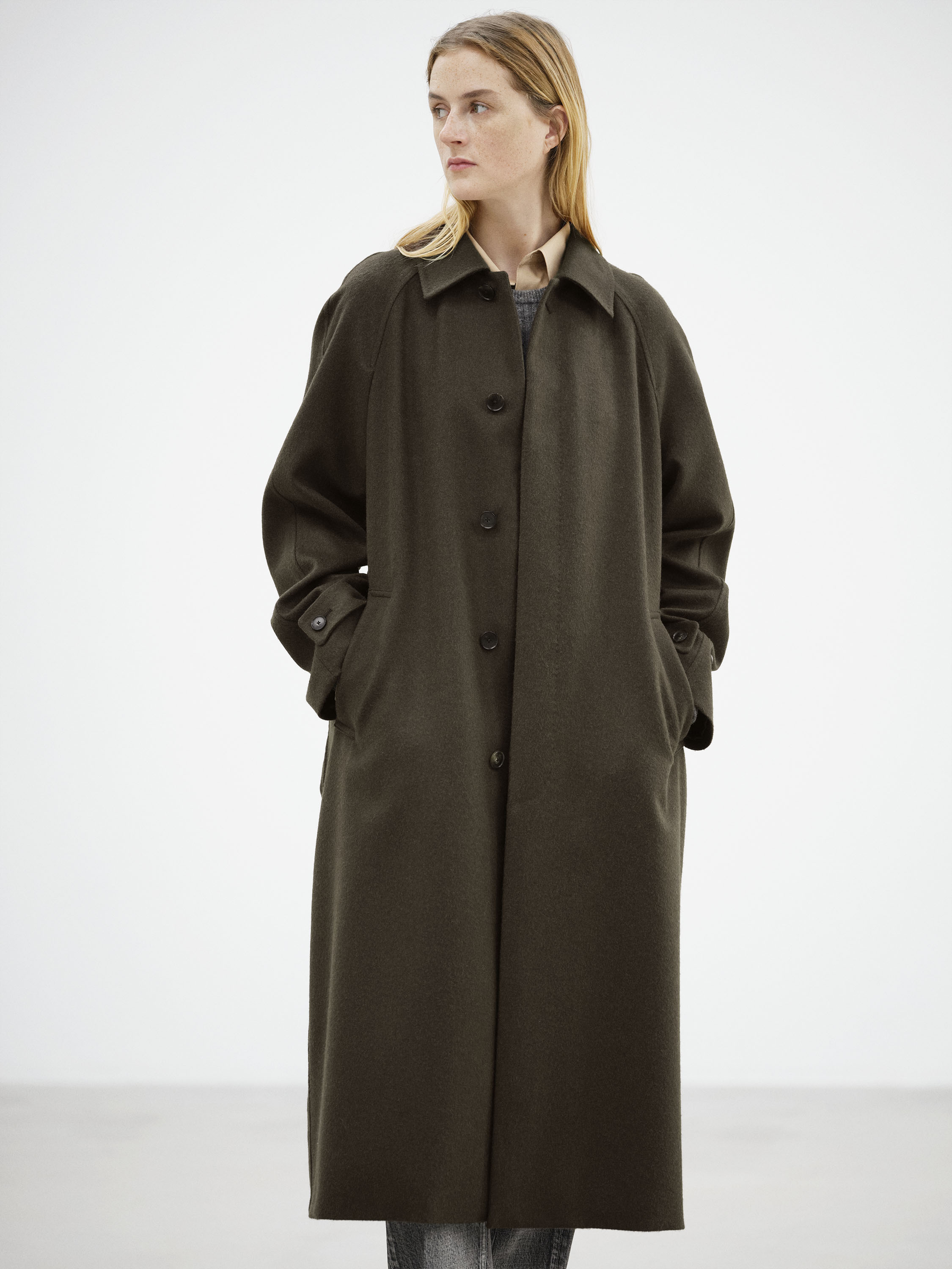 BABY CAMEL FLANNEL SOUTIEN COLLAR COAT 詳細画像 DARK BROWN 1