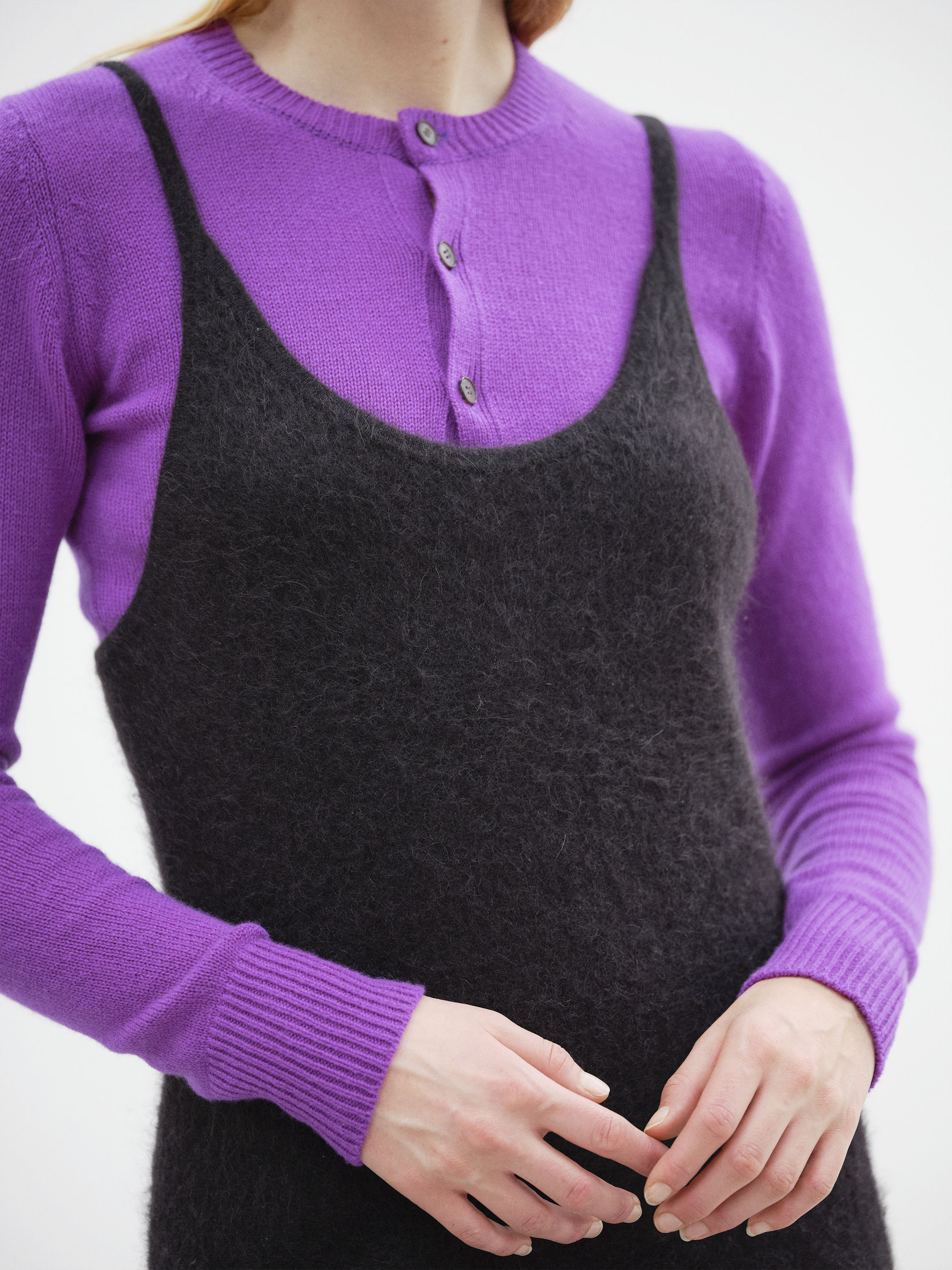 GARMENT-DYED BABY ALPACA FUR KNIT DRESS 詳細画像 BLACK 4
