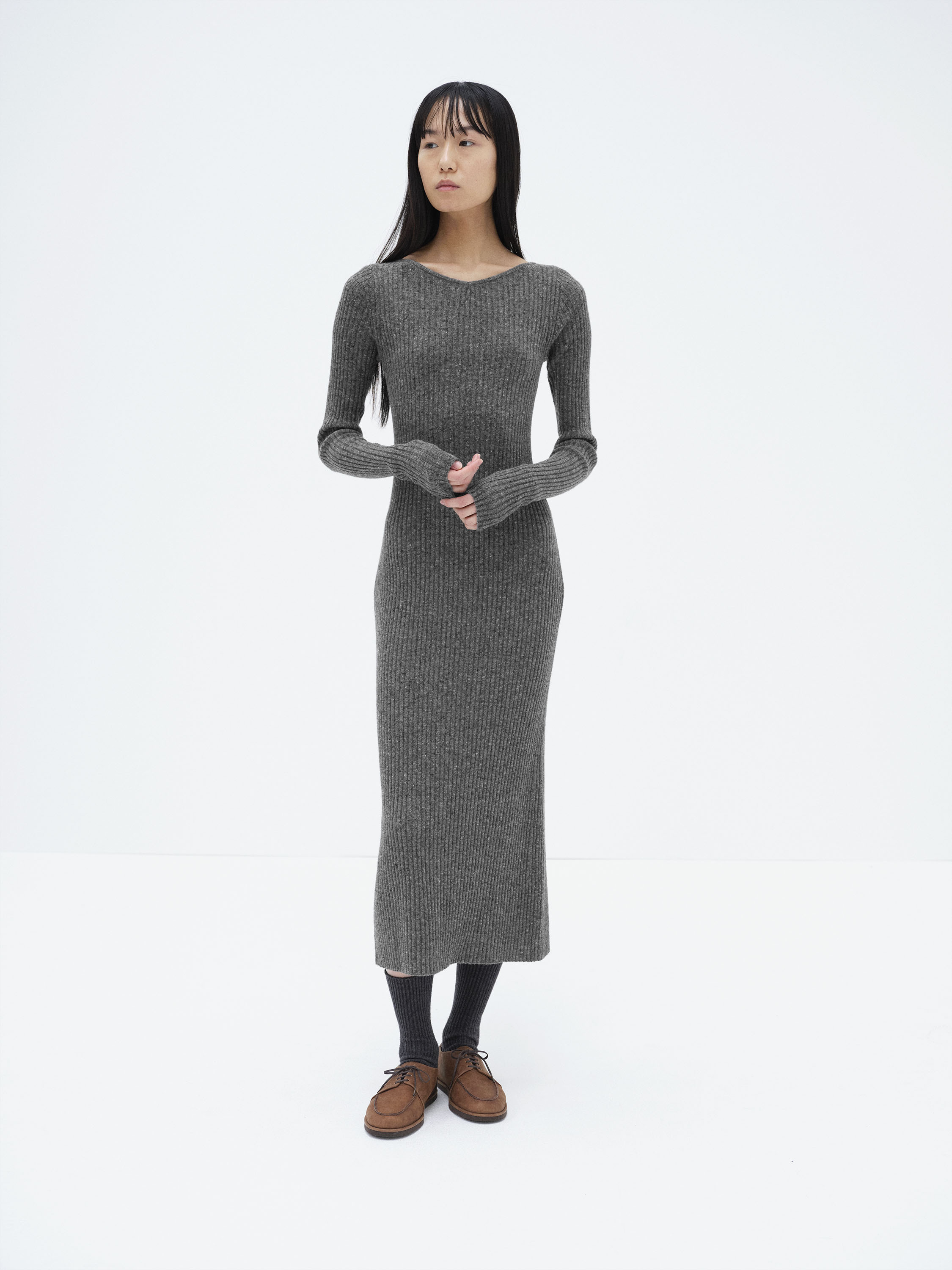 CASHMERE NEP KNIT DRESS 詳細画像 MIX GRAY 1