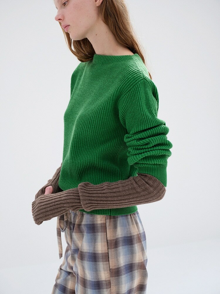 SUPER FINE WOOL CASHMERE RIB KNIT ARM WARMER
