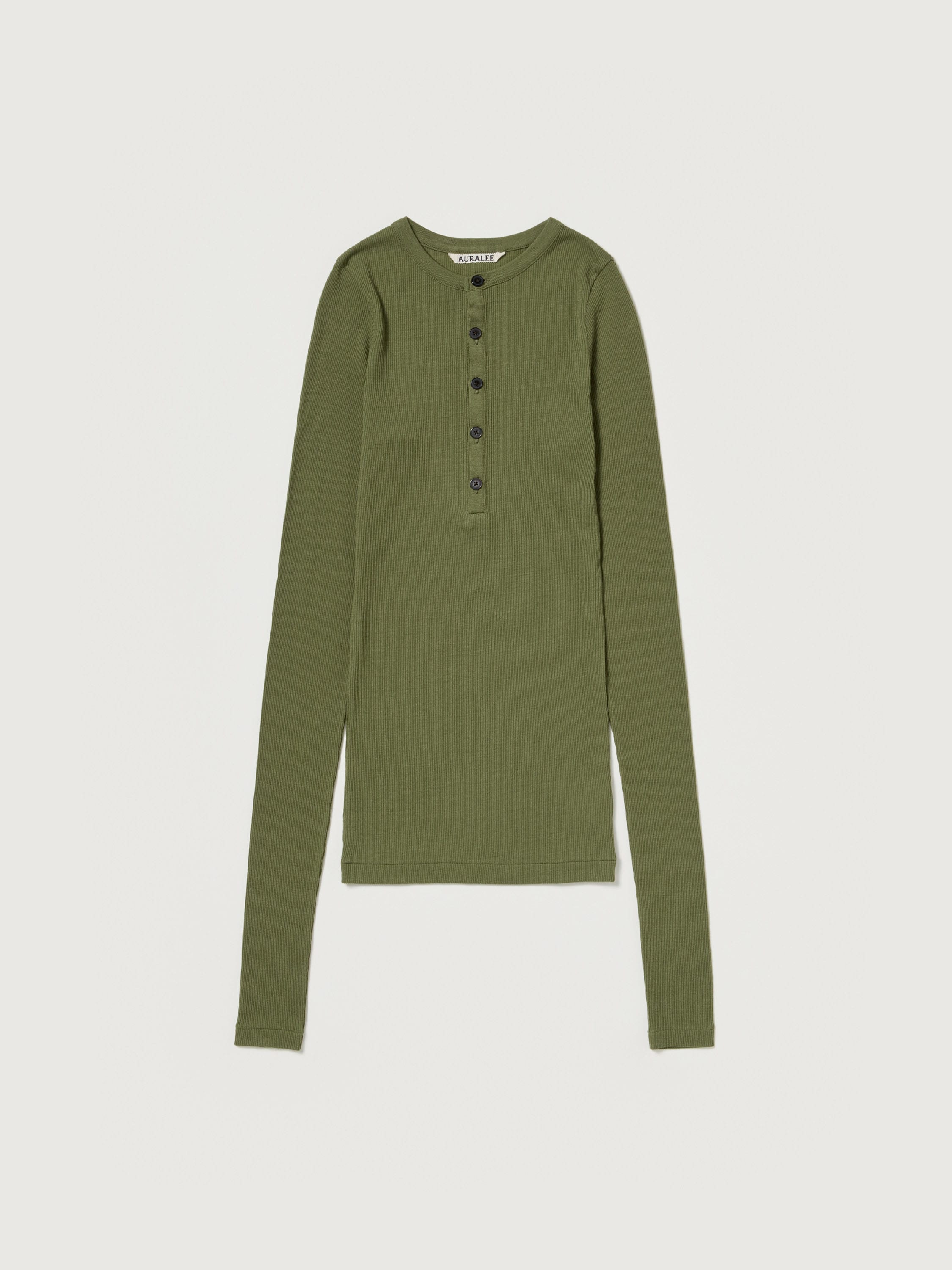 WOOL SILK SOFT RIB HENLEY 詳細画像 MOSS GREEN 4