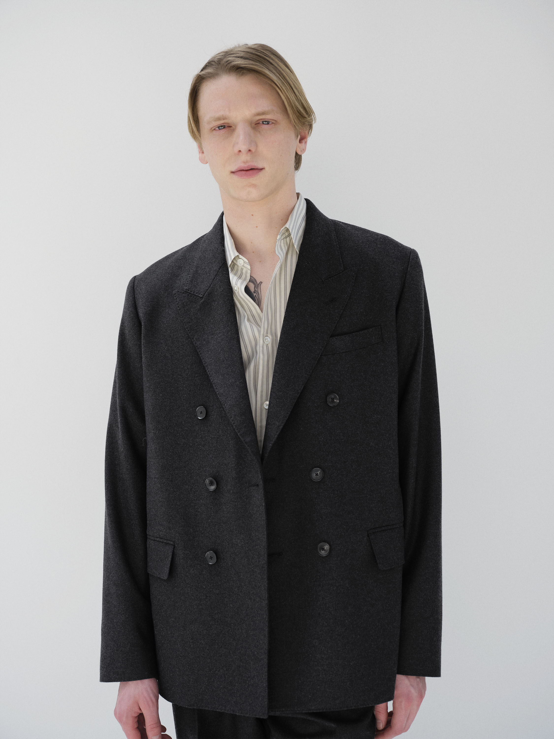 WOOL FULLING FLANNEL DOUBLE-BREASTED JACKET 詳細画像 TOP CHARCOAL 1