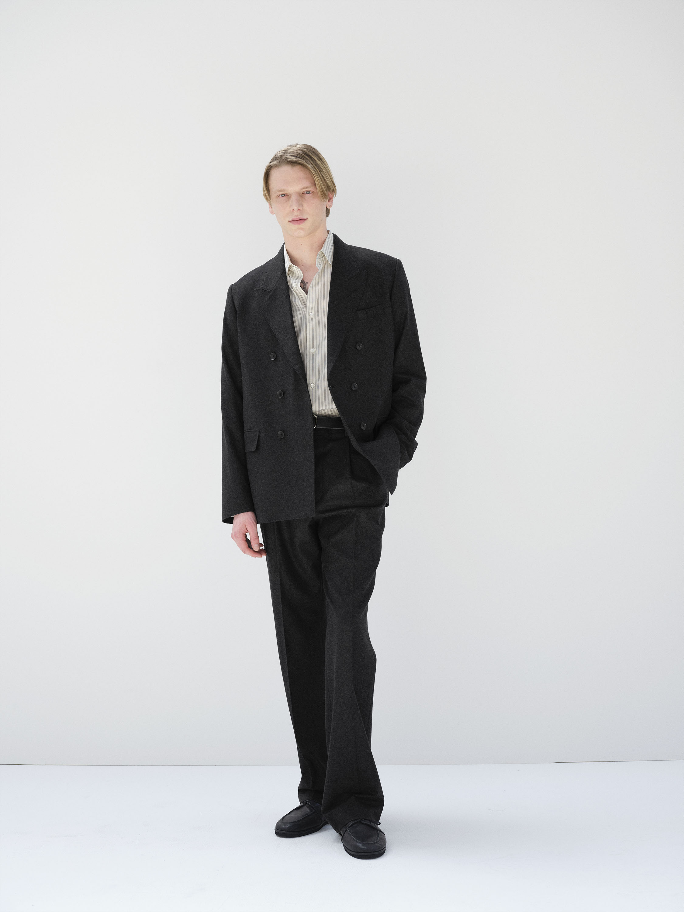 WOOL FULLING FLANNEL DOUBLE-BREASTED JACKET 詳細画像 TOP CHARCOAL 3