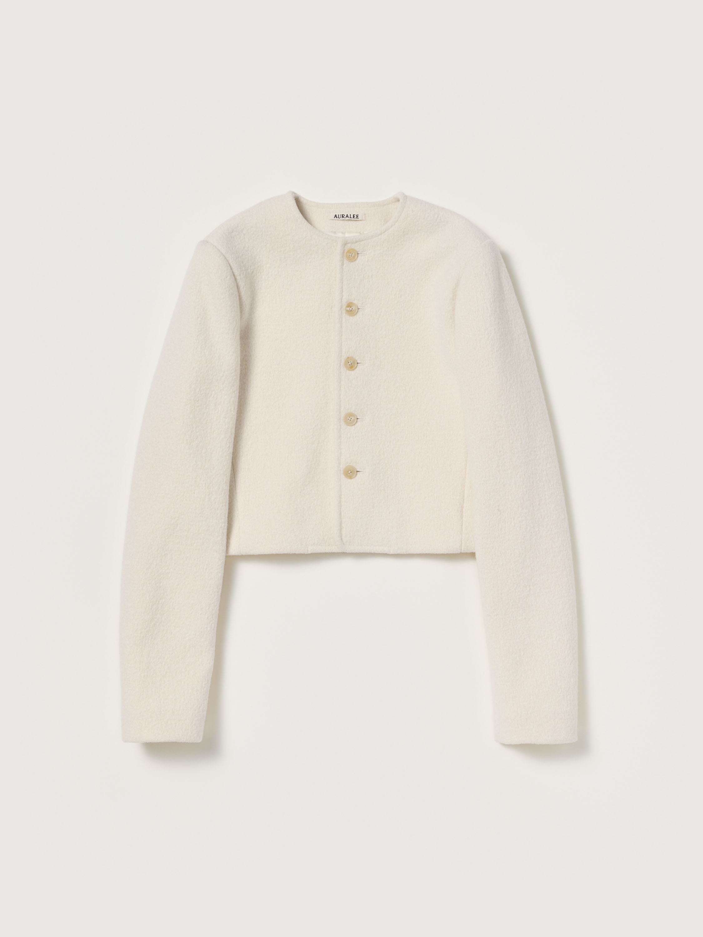 HEAVILY FULLED WOOL COTTON COLLARLESS JACKET 詳細画像 IVORY WHITE 1