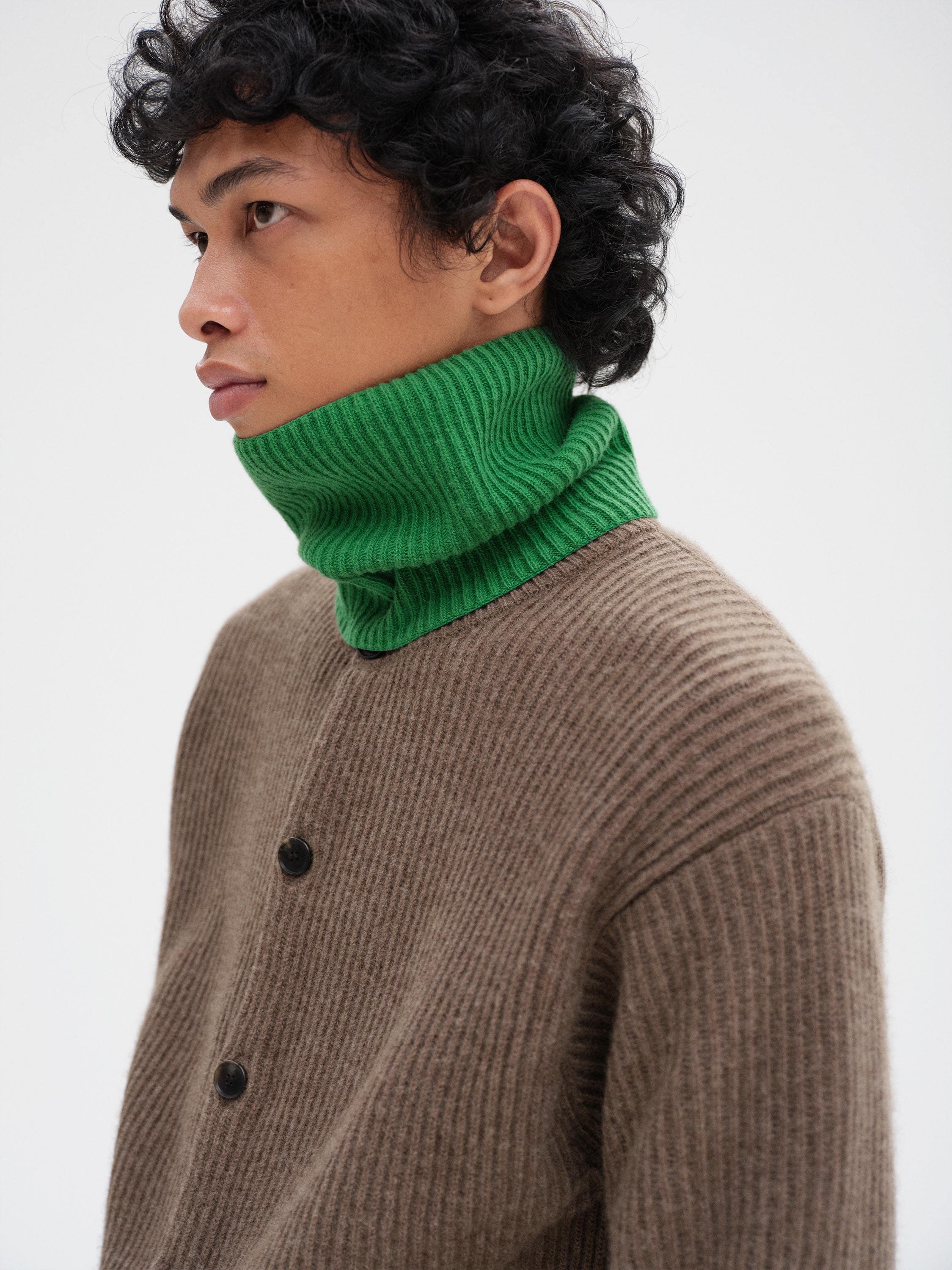 SUPER FINE WOOL CASHMERE RIB KNIT NECK WARMER 詳細画像 FOREST GREEN 2