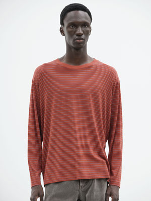 SOFT SMOOTH WOOL STRIPE JERSEY L/S TEE
