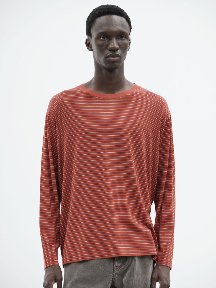 SOFT SMOOTH WOOL STRIPE JERSEY L/S TEE