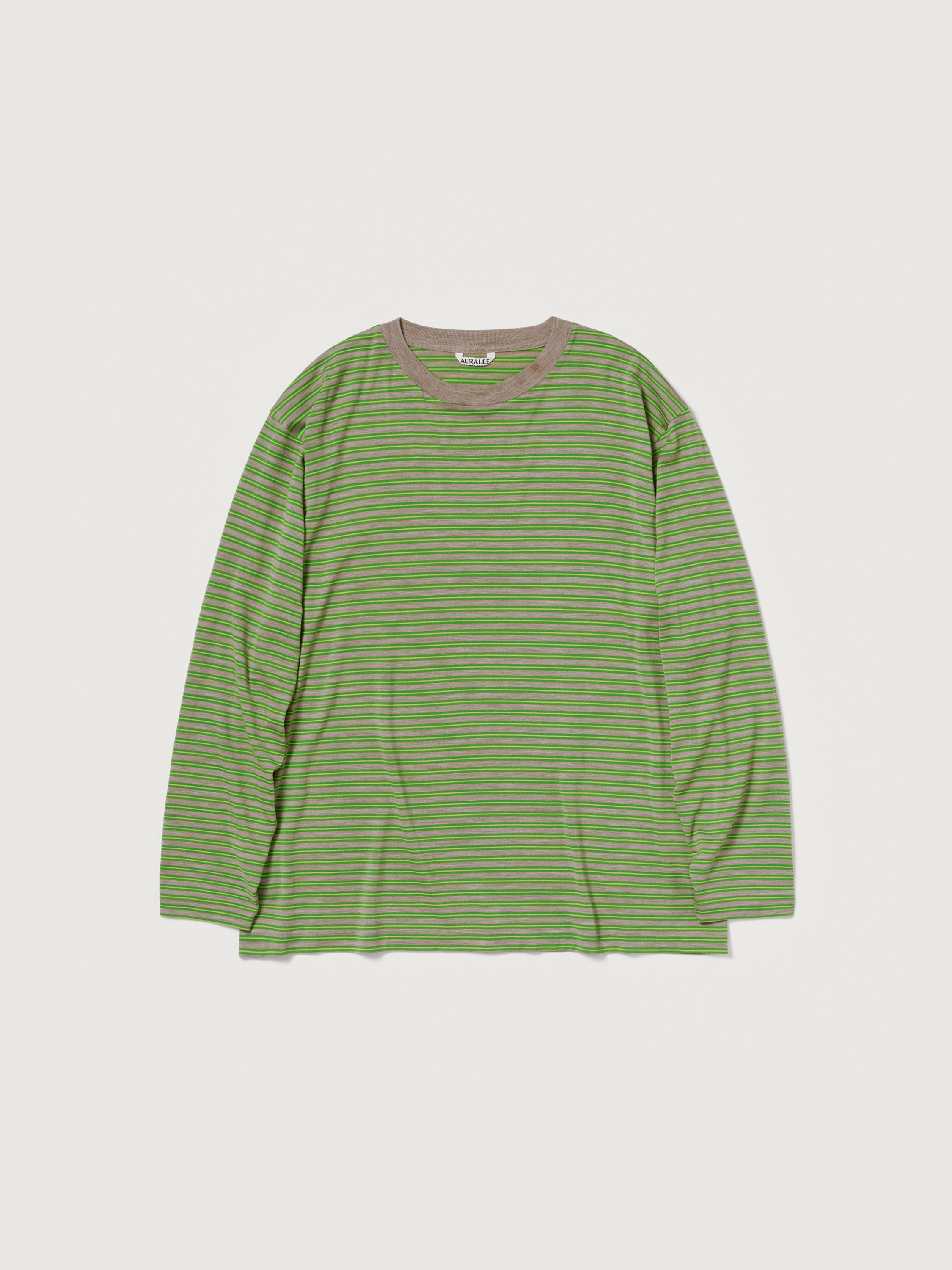 SOFT SMOOTH WOOL STRIPE JERSEY L/S TEE 詳細画像 GREEN STRIPE 1