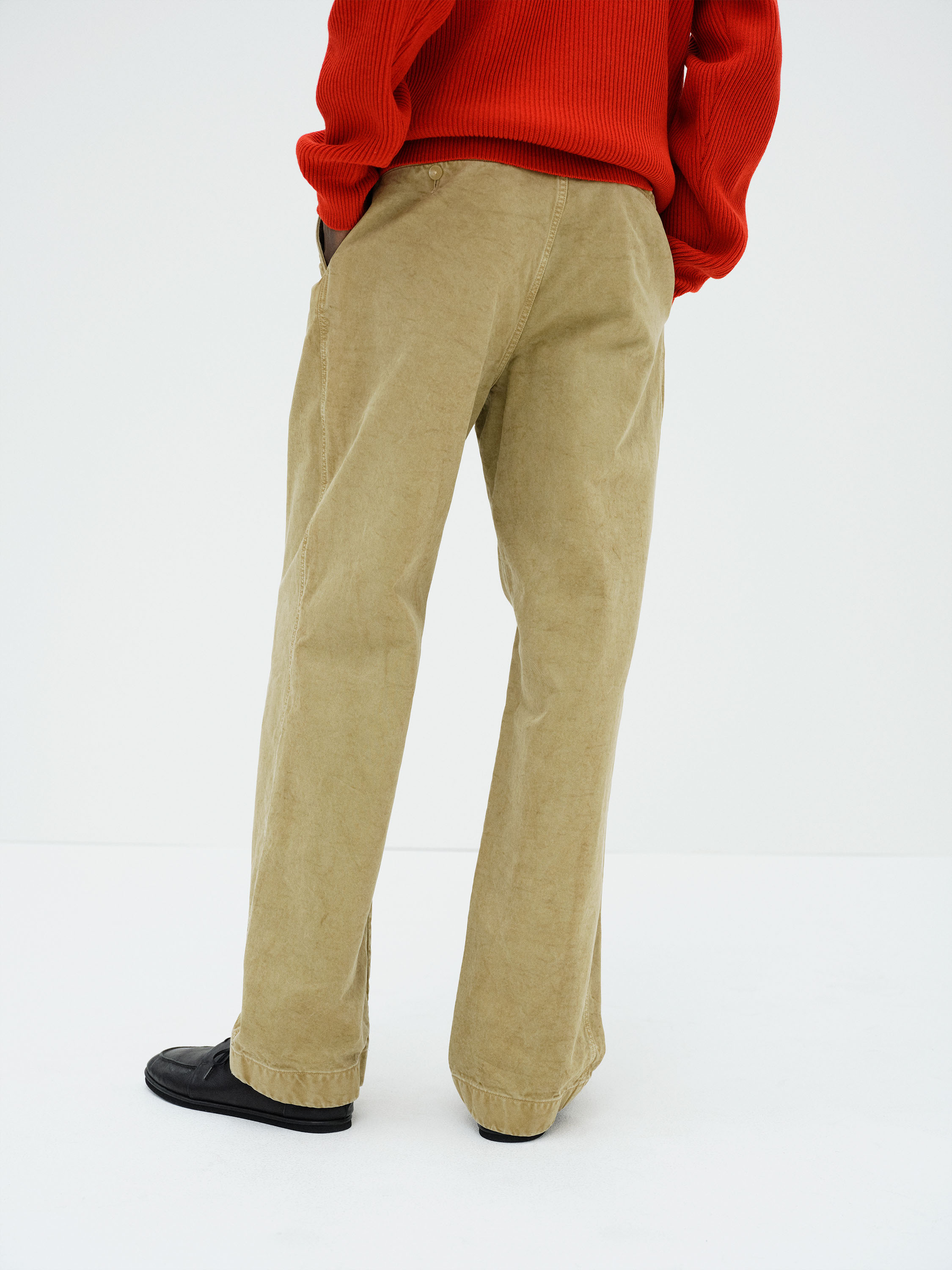 GARMENT-DYED FINX CHINO ONE-TUCK WIDE PANTS 詳細画像 LIGHT BEIGE 5