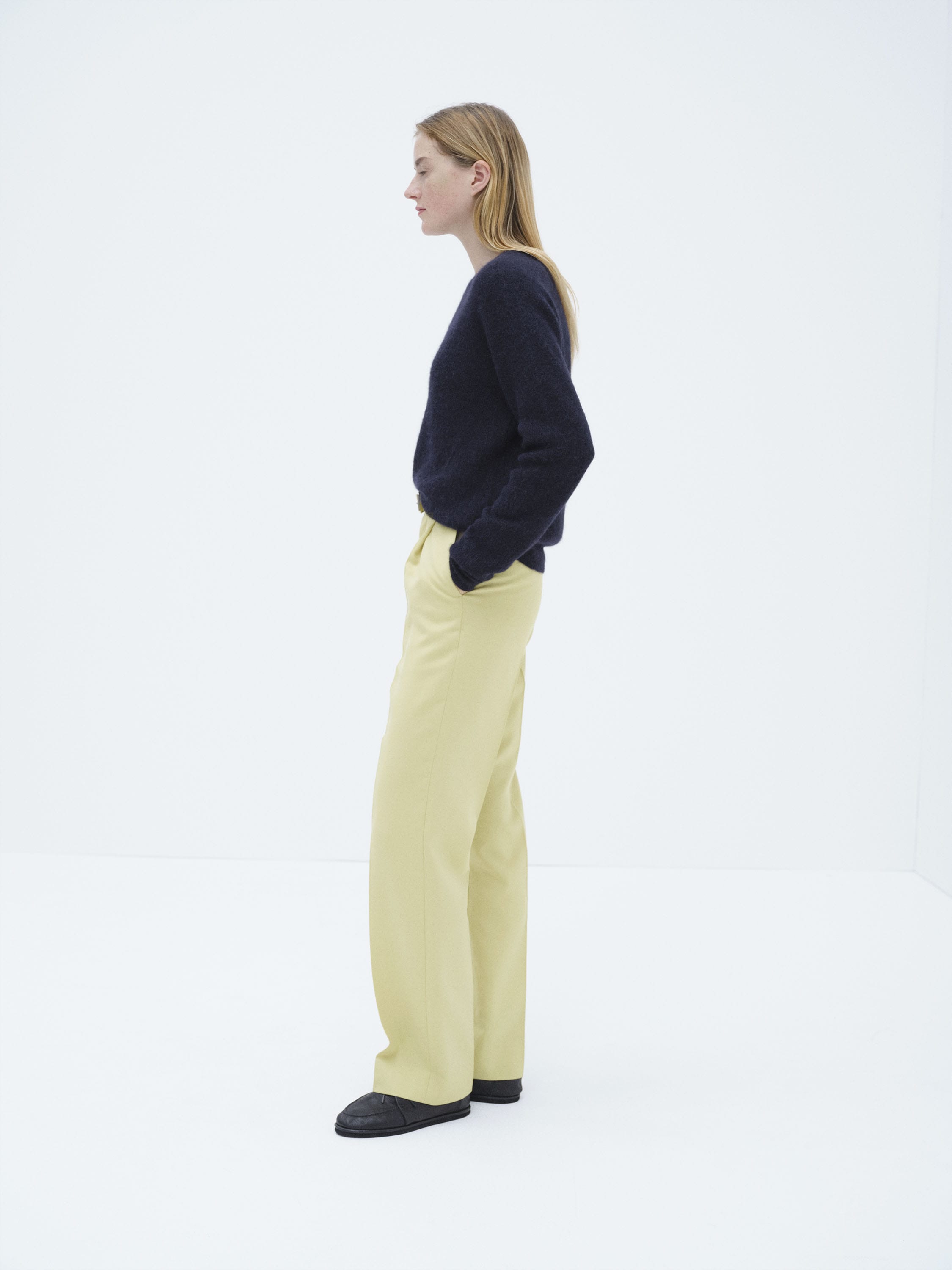 TENSE WOOL DOUBLE CLOTH SLACKS 詳細画像 LIME BEIGE 2