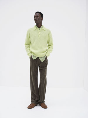 BRUSHED SUPER KID MOHAIR KNIT POLO
