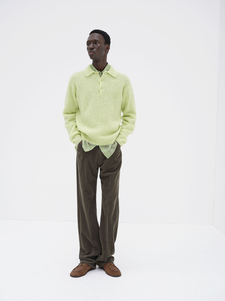 BRUSHED SUPER KID MOHAIR KNIT POLO