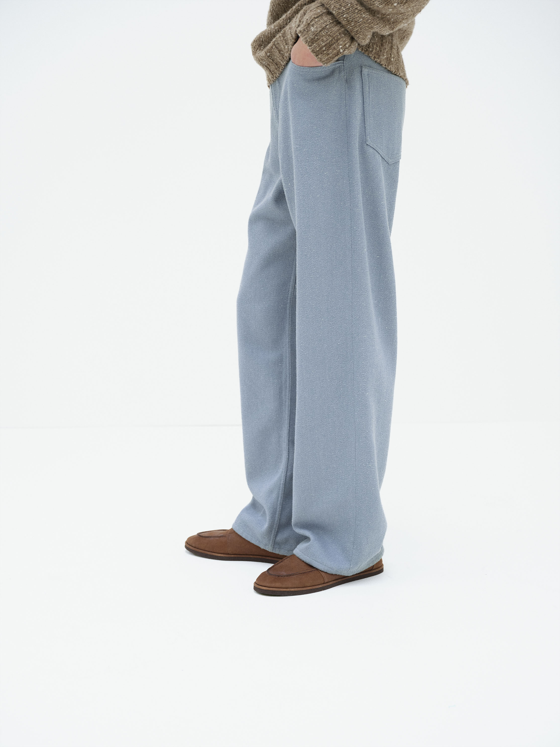 SILK NEP DENIM 5P WIDE PANTS 詳細画像 LIGHT BLUE 3