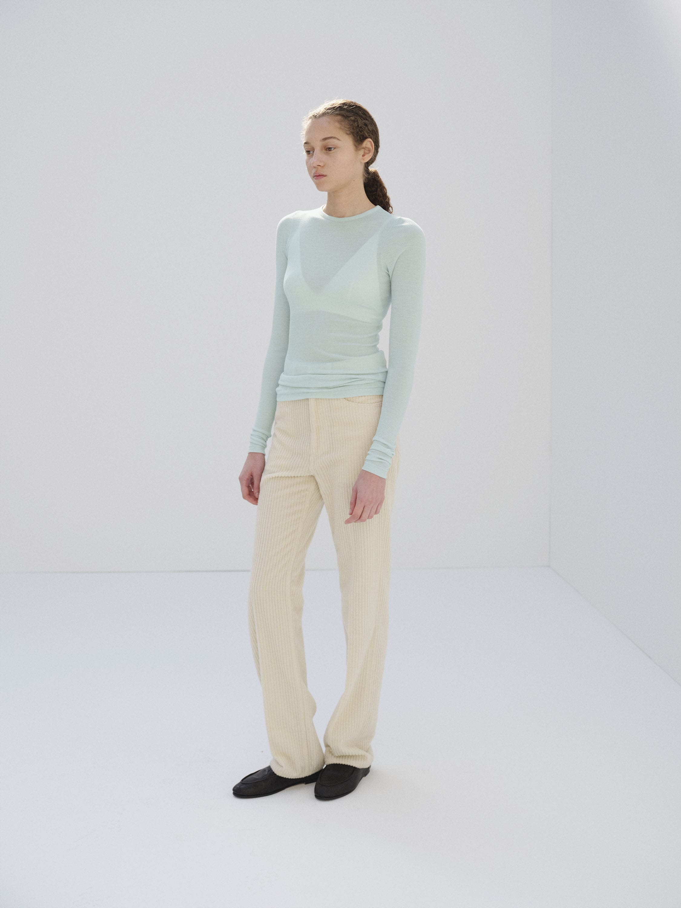 WOOL SILK SOFT RIB L/S TEE 詳細画像 LIGHT BLUE 1