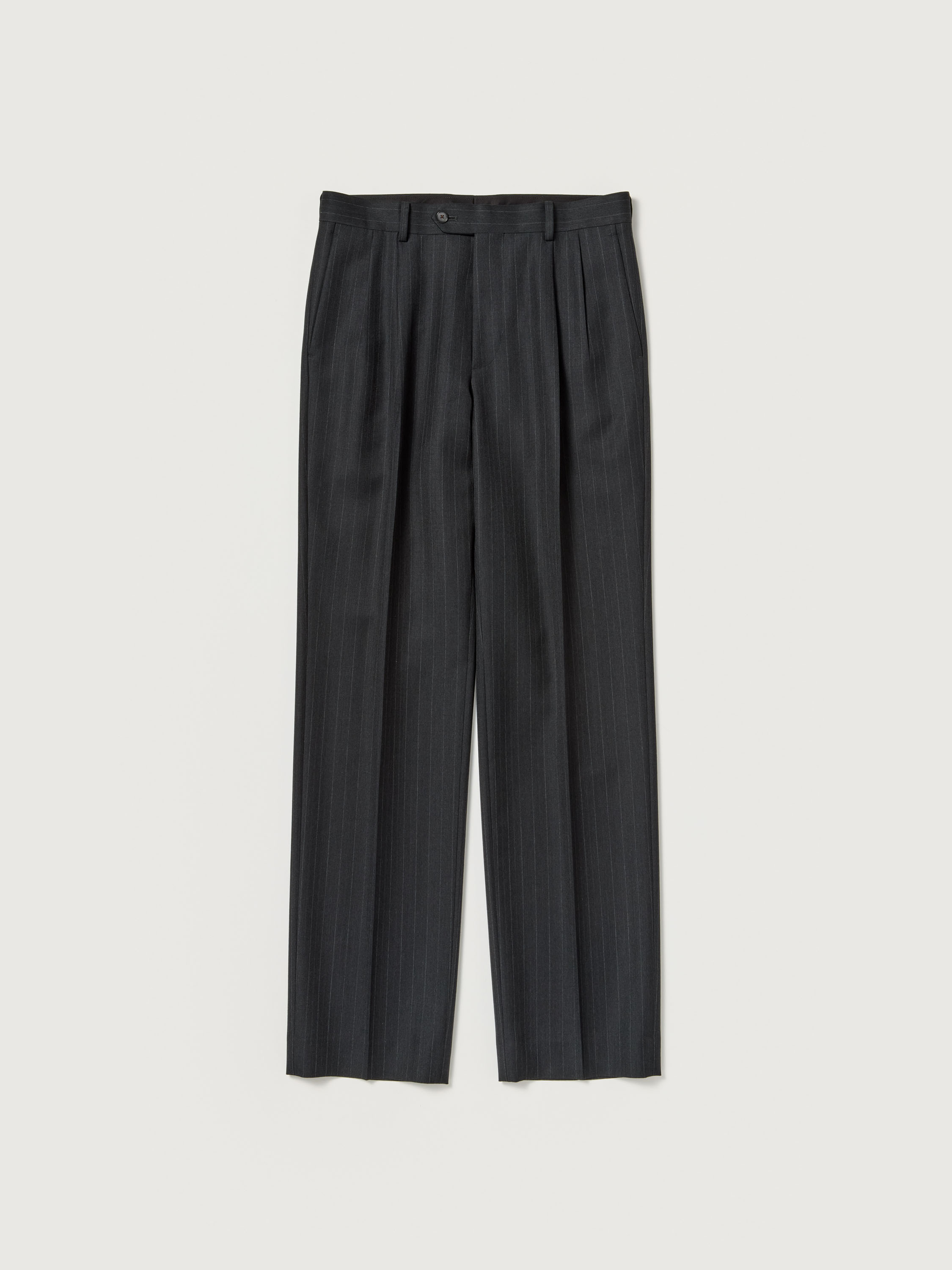 BLUEFACED WOOL TWO-TUCK SLACKS 詳細画像 CHARCOAL NAVY STRIPE 5