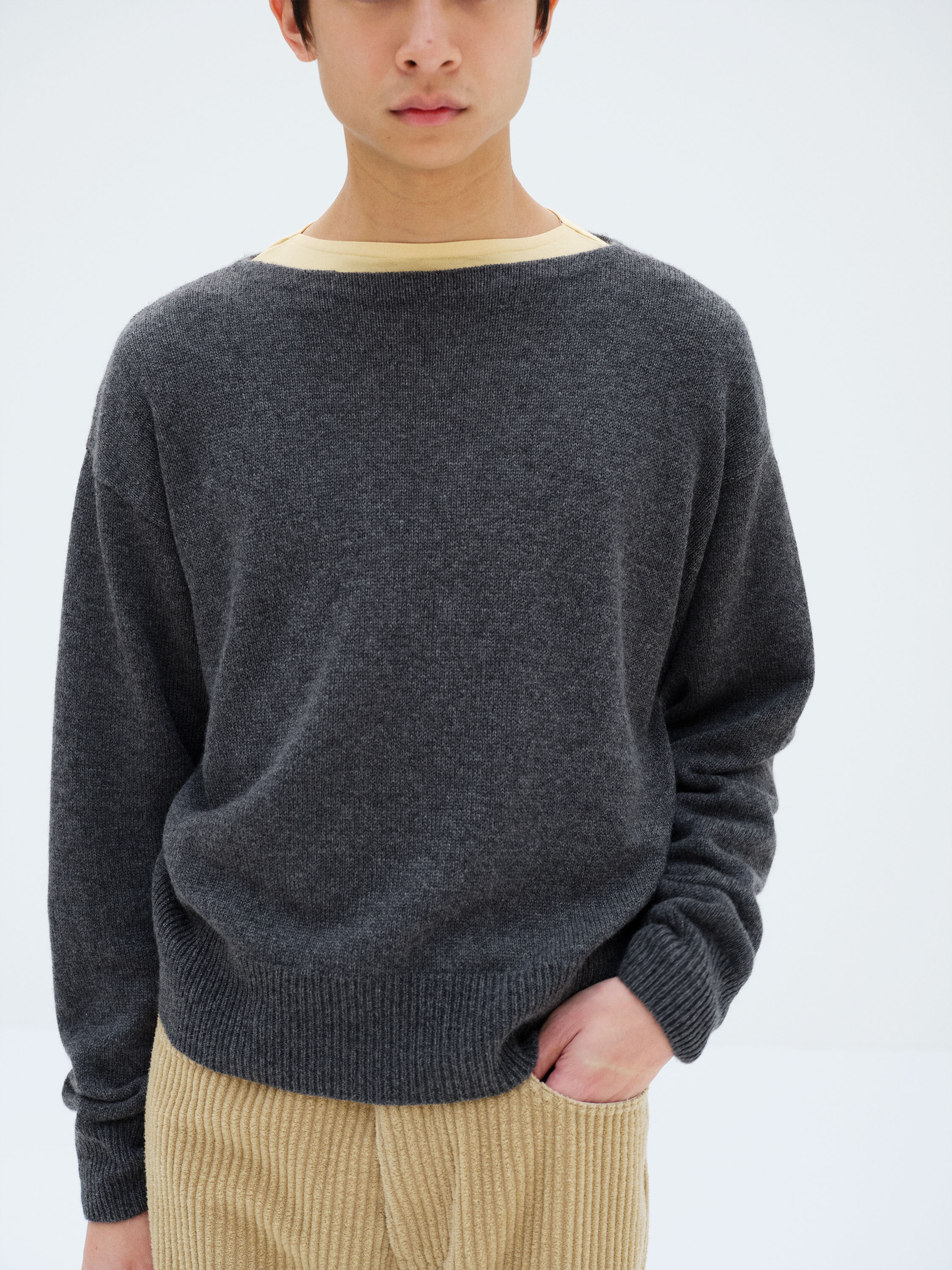 LIGHT CASHMERE KNIT BOAT NECK P/O 詳細画像 CHARCOAL 1