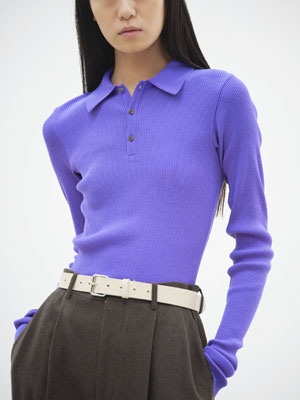 SUPER FINE WOOL HIGH GAUGE RIB KNIT POLO