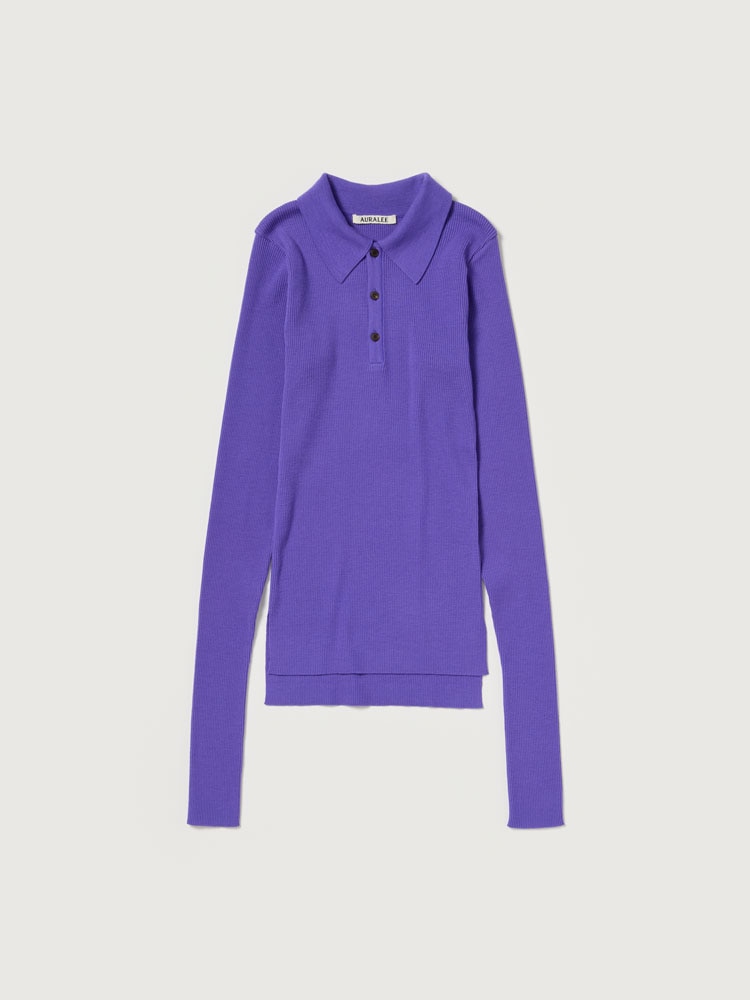 SUPER FINE WOOL HIGH GAUGE RIB KNIT POLO