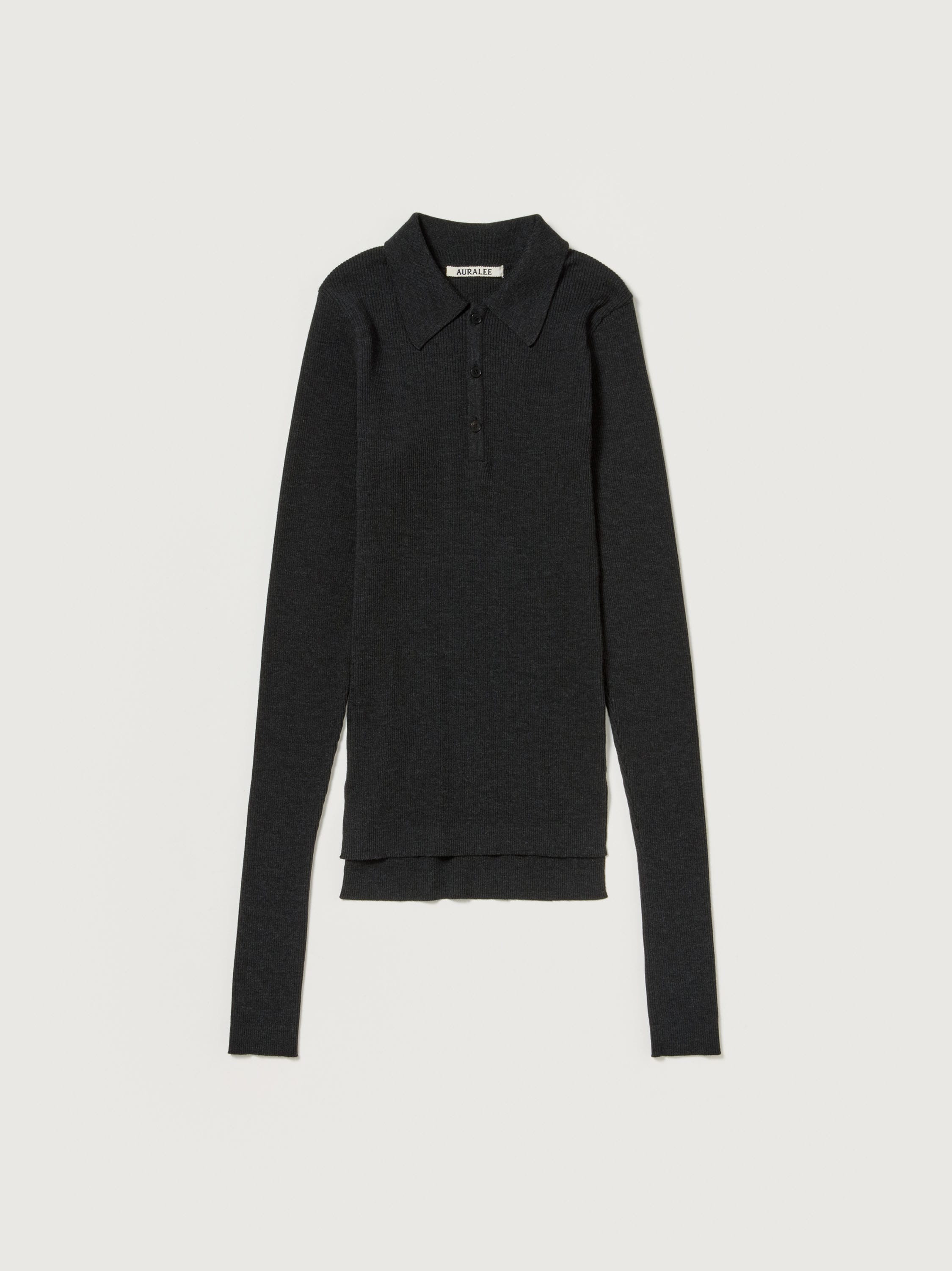 SUPER FINE WOOL HIGH GAUGE RIB KNIT POLO 詳細画像 TOP CHARCOAL 1
