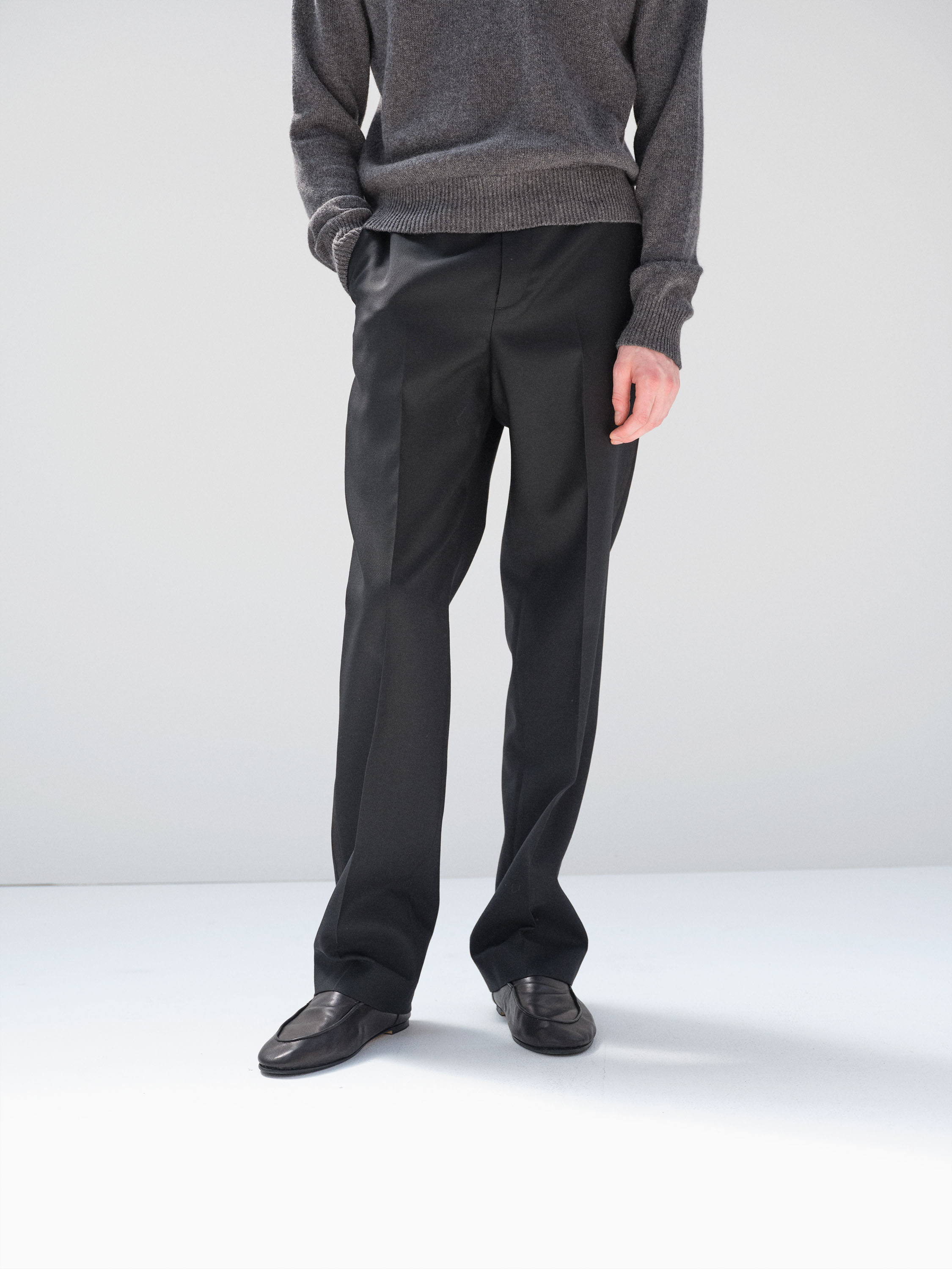 HIGH-DENSITY WOOL WORSTED SLACKS 詳細画像 BLACK 3