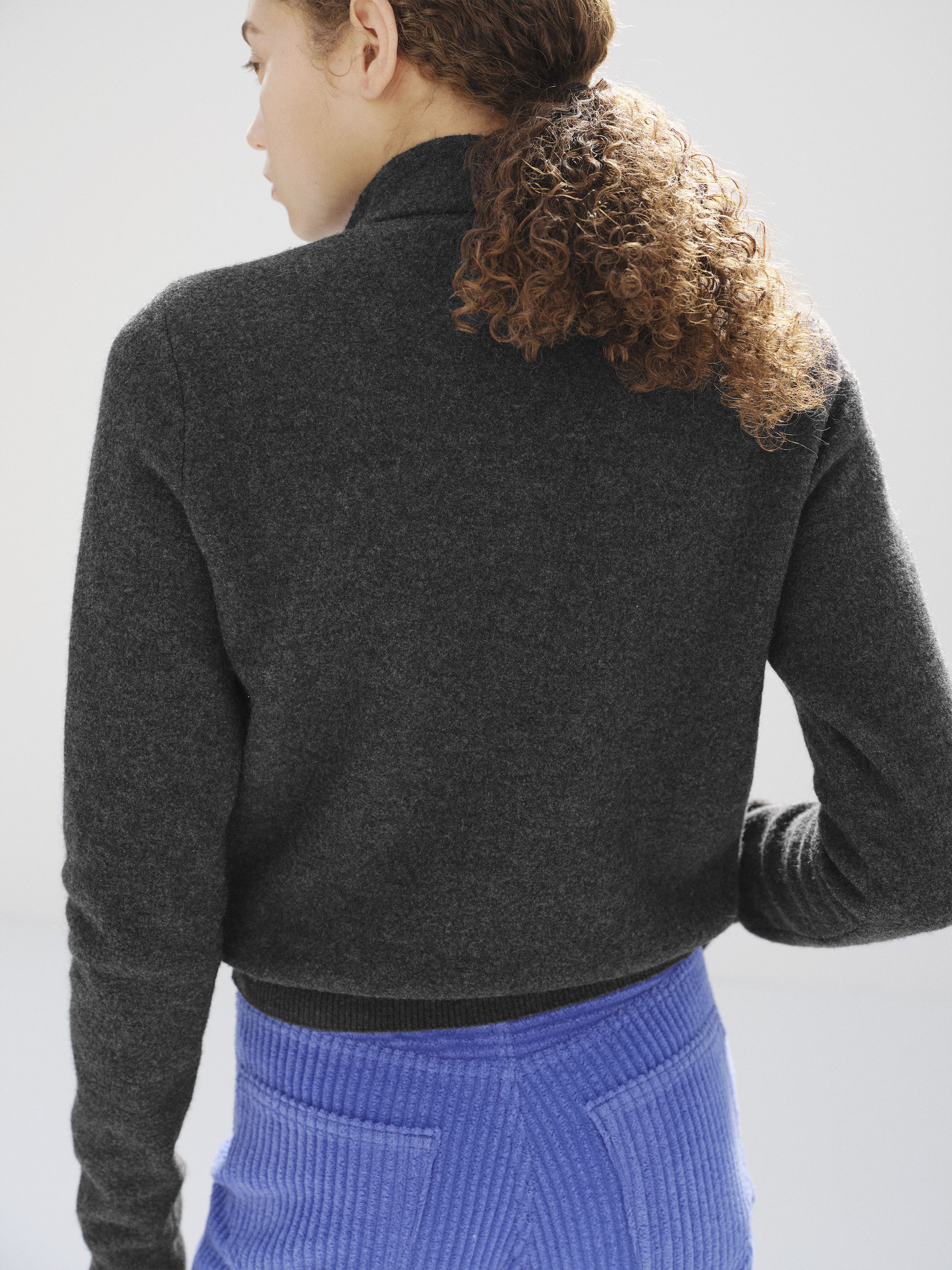 SMOOTH FULLED WOOL KNIT HALF ZIP P/O 詳細画像 CHARCOAL 4