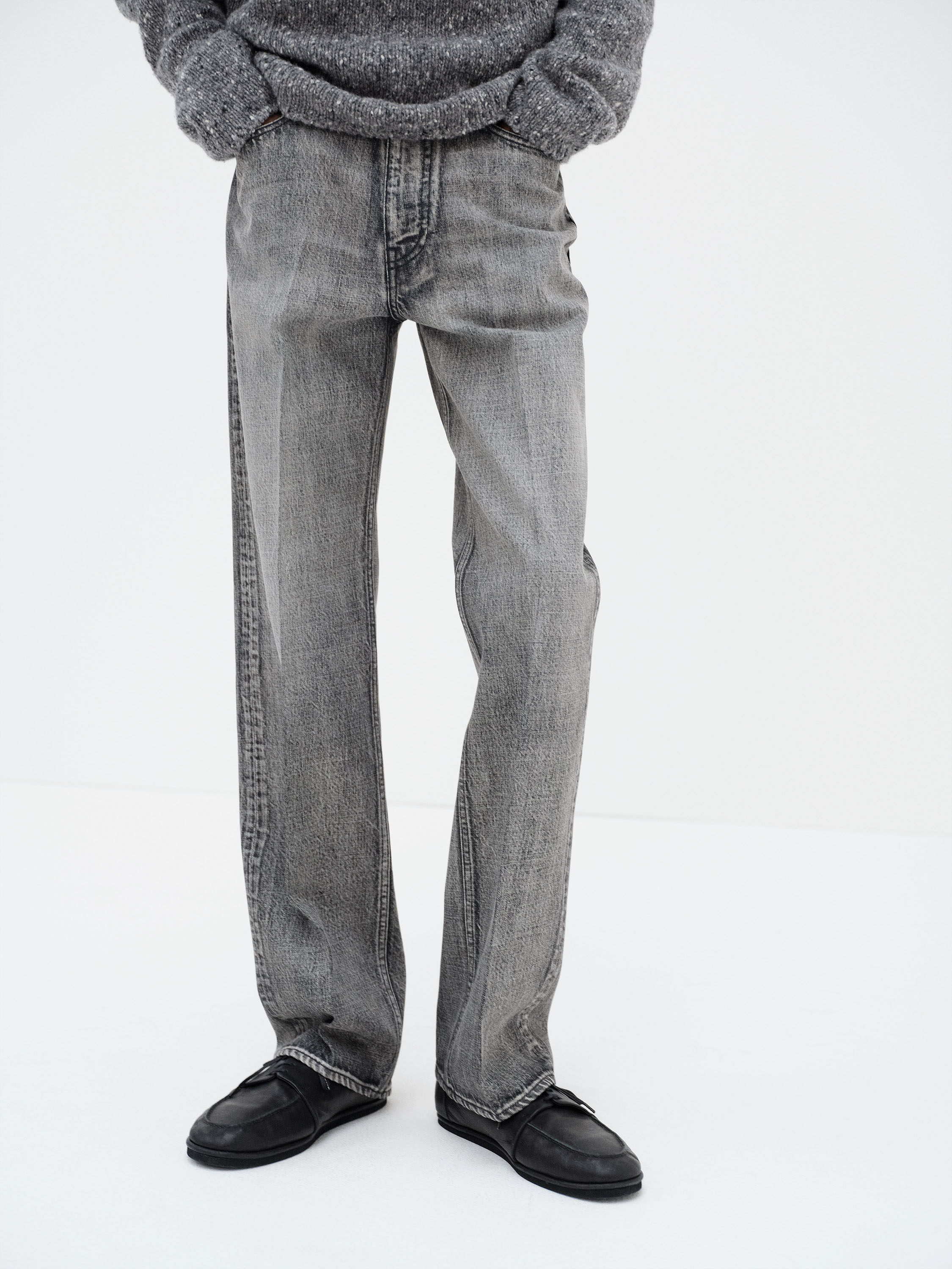 FADED HEAVY DENIM CENTER-PLEATED PANTS 詳細画像 FADED BLACK 2