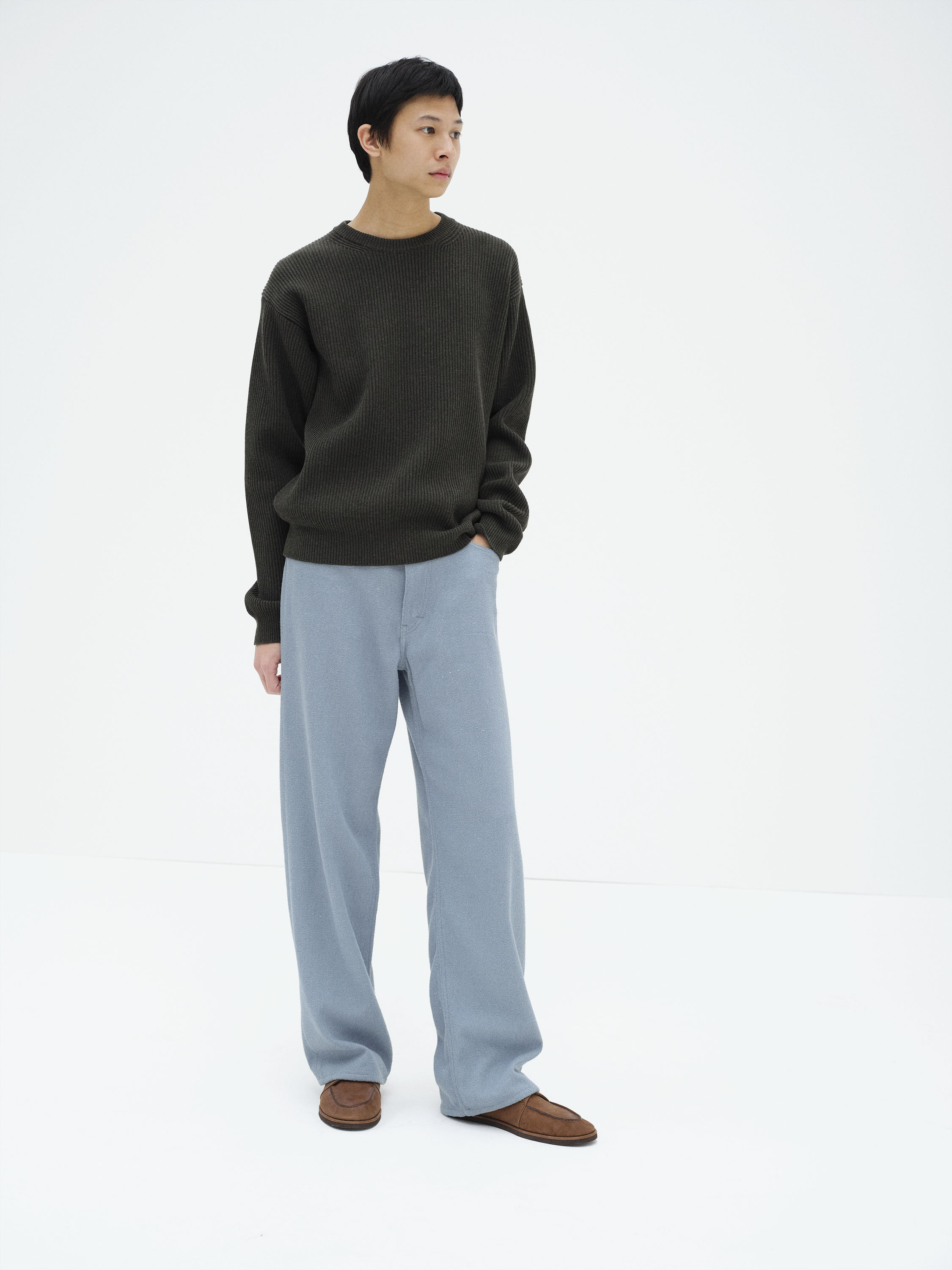 SUPER FINE WOOL RIB KNIT P/O 詳細画像 TOP DARK OLIVE 1