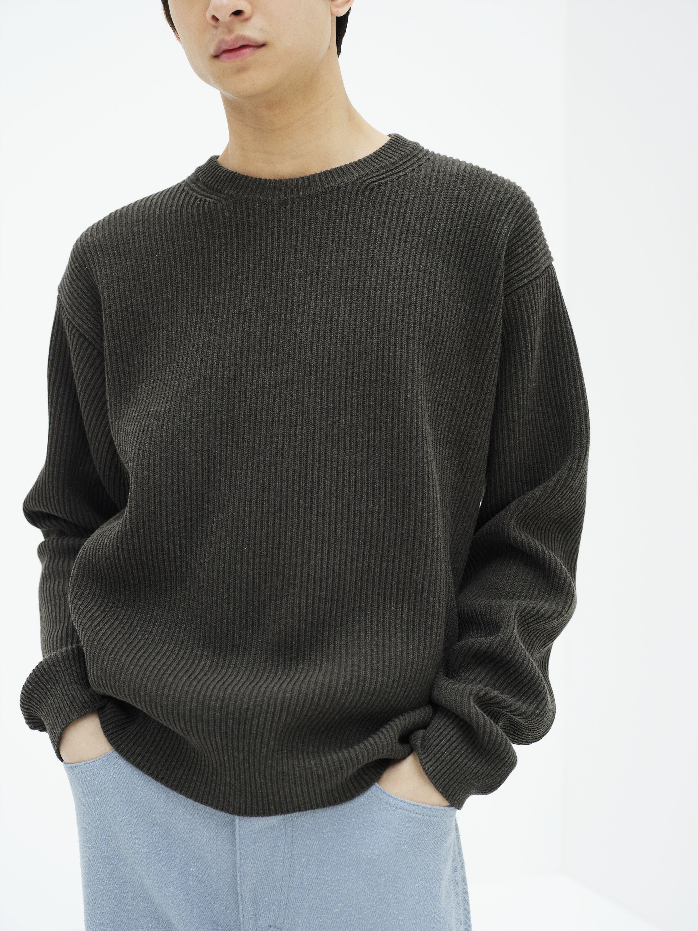 SUPER FINE WOOL RIB KNIT P/O 詳細画像 TOP DARK OLIVE 2