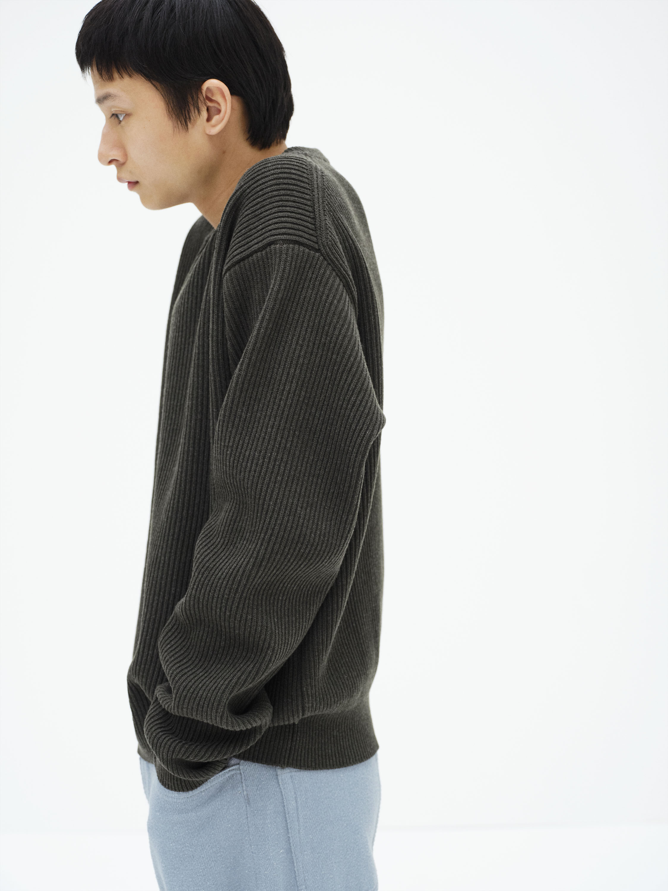 SUPER FINE WOOL RIB KNIT P/O 詳細画像 TOP DARK OLIVE 3