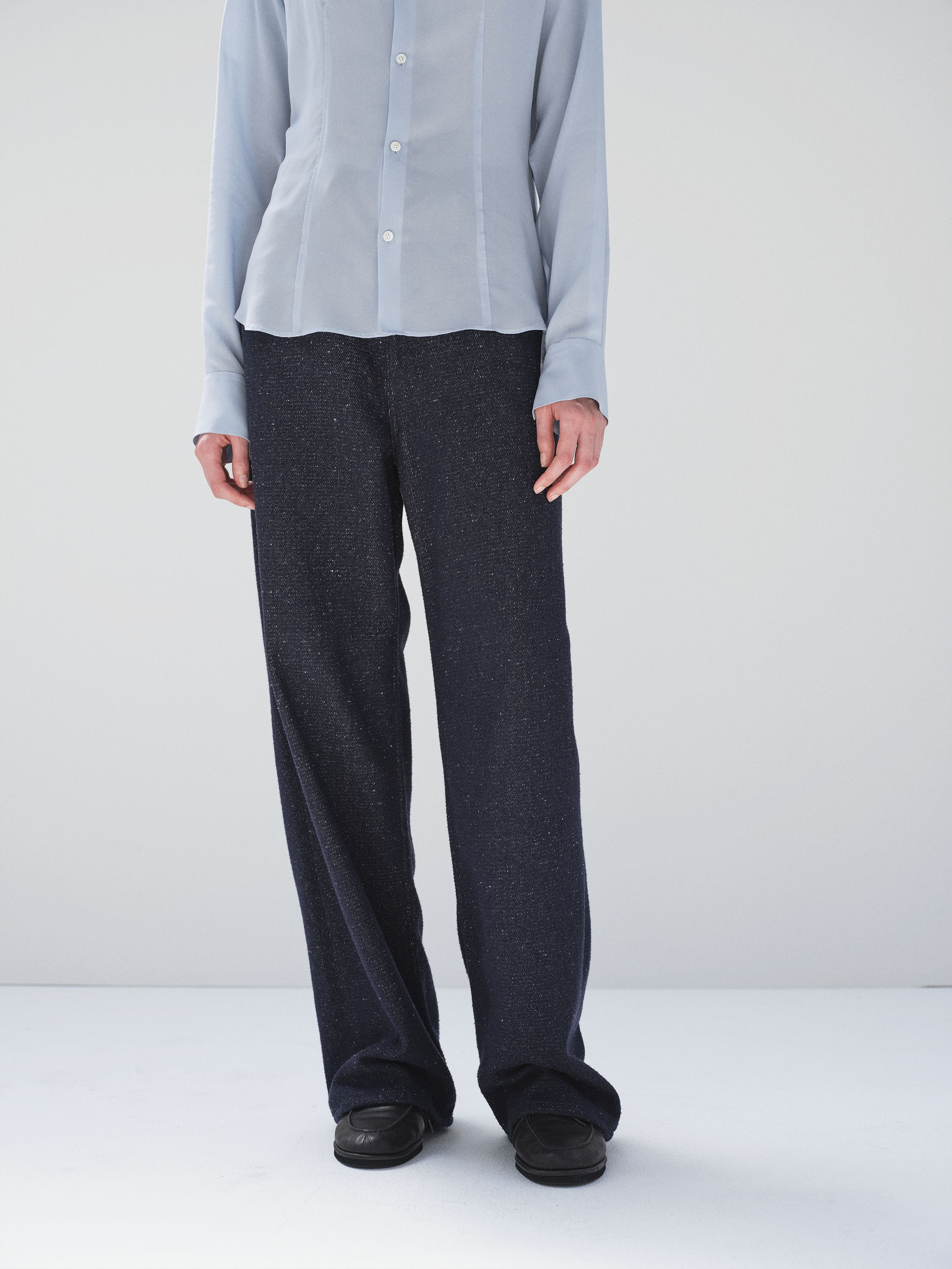 SILK NEP DENIM 5P WIDE PANTS 詳細画像 DARK NAVY 1