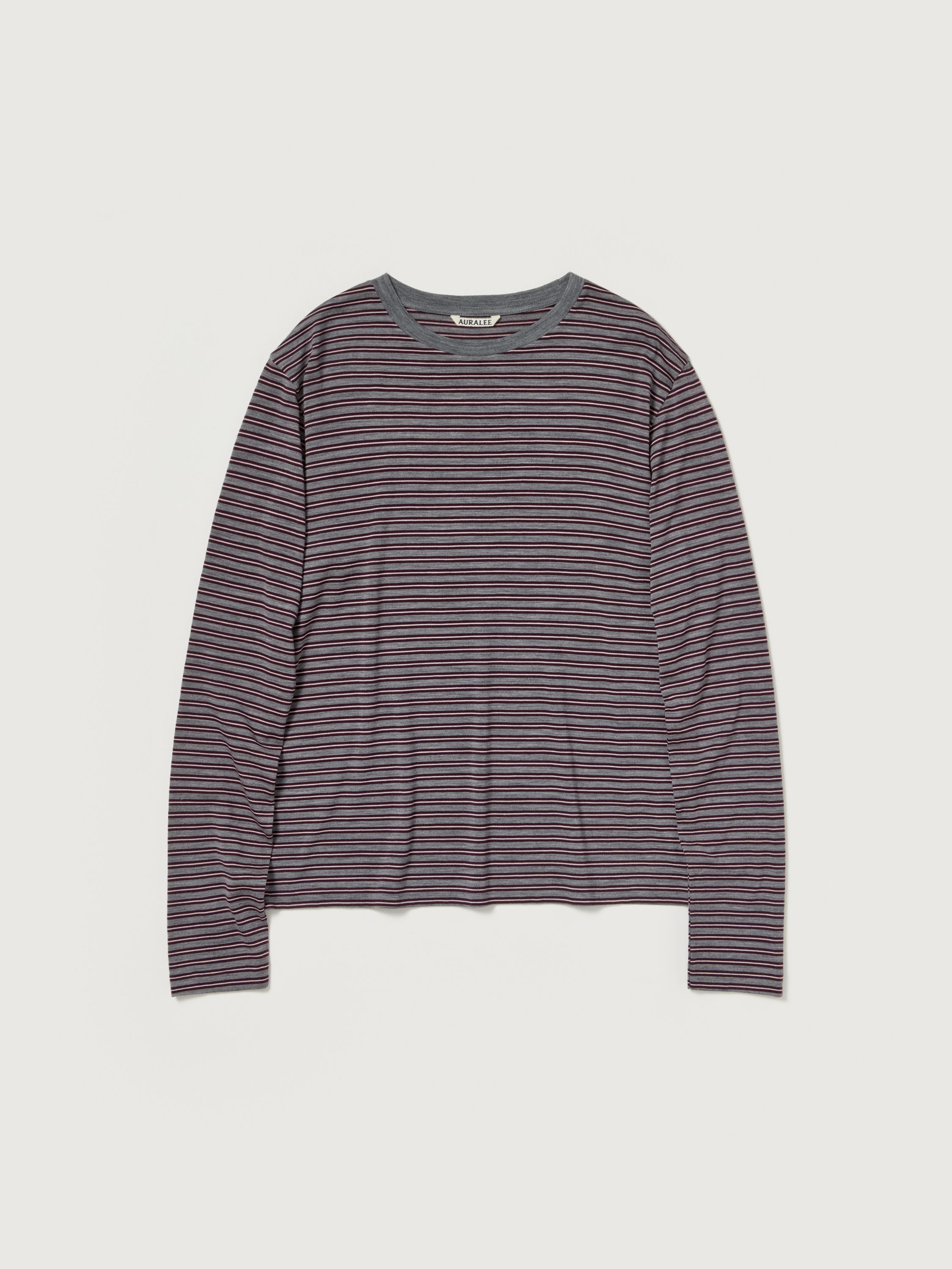 SOFT SMOOTH WOOL STRIPE JERSEY L/S TEE 詳細画像 GRAY STRIPE 1