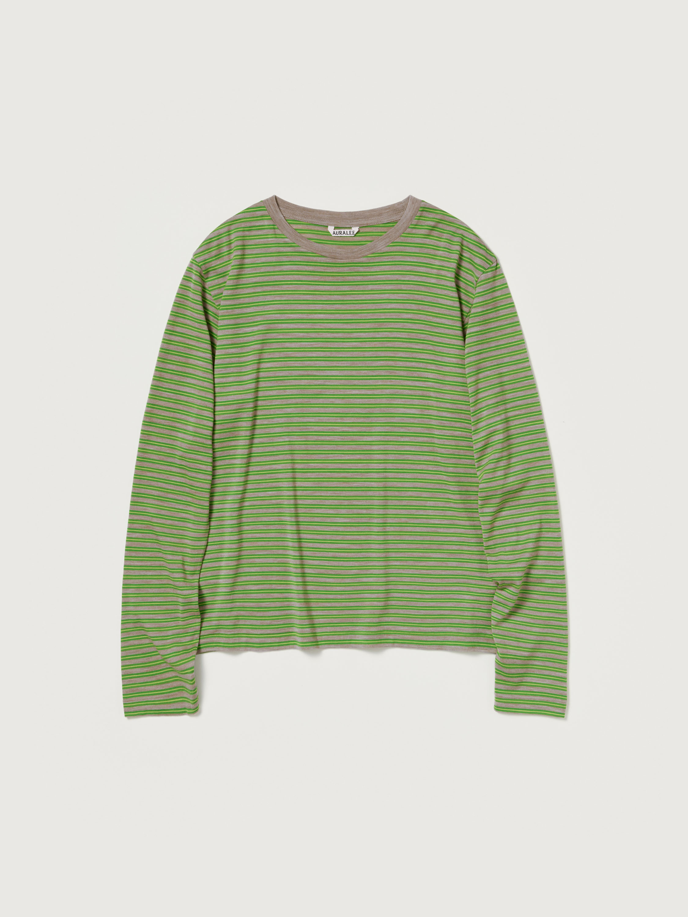 SOFT SMOOTH WOOL STRIPE JERSEY L/S TEE 詳細画像 GREEN STRIPE 1