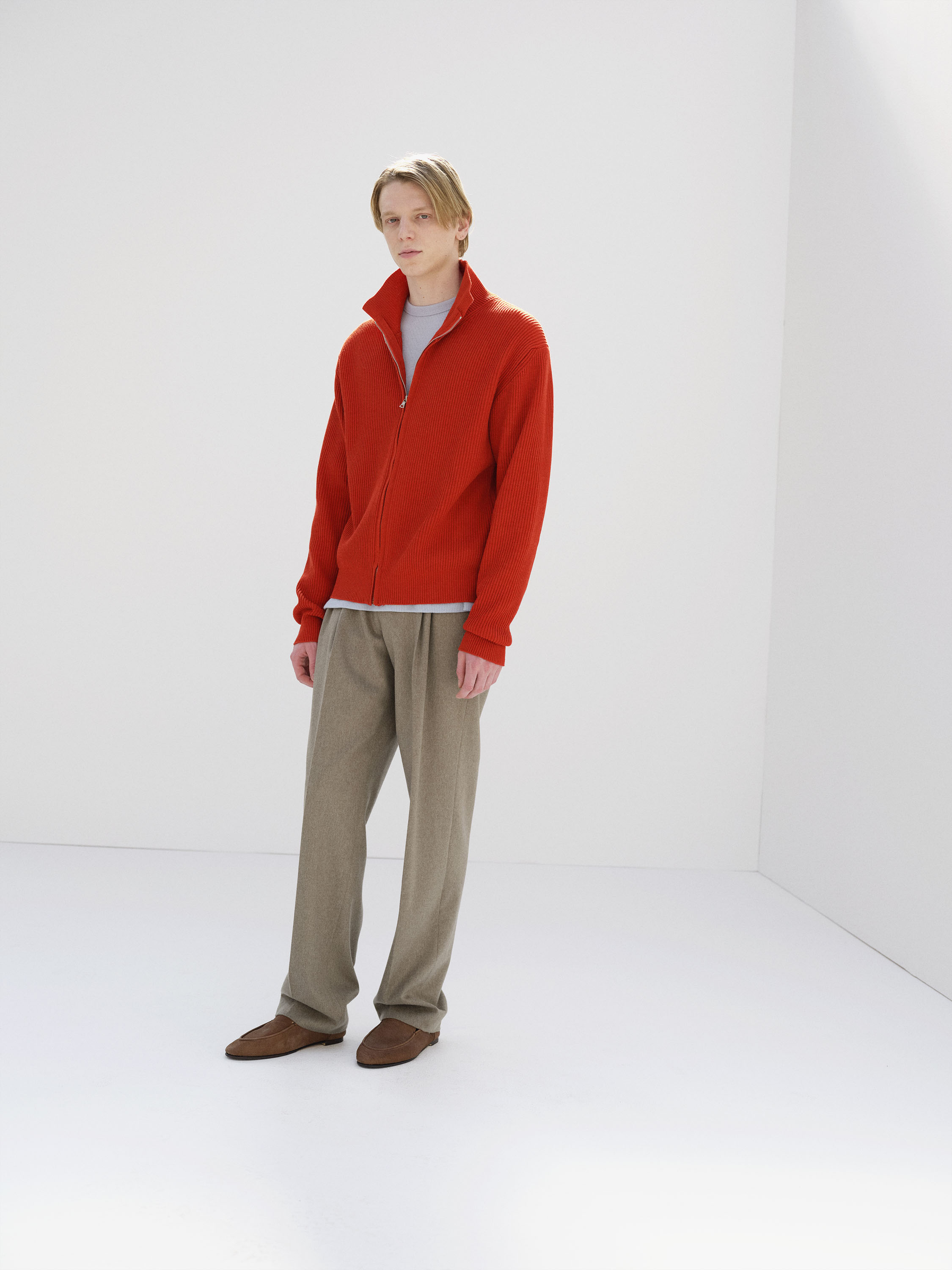 CASHMERE MOLESKIN TWO-TUCK SLACKS 詳細画像 TOP BROWN BEIGE 3