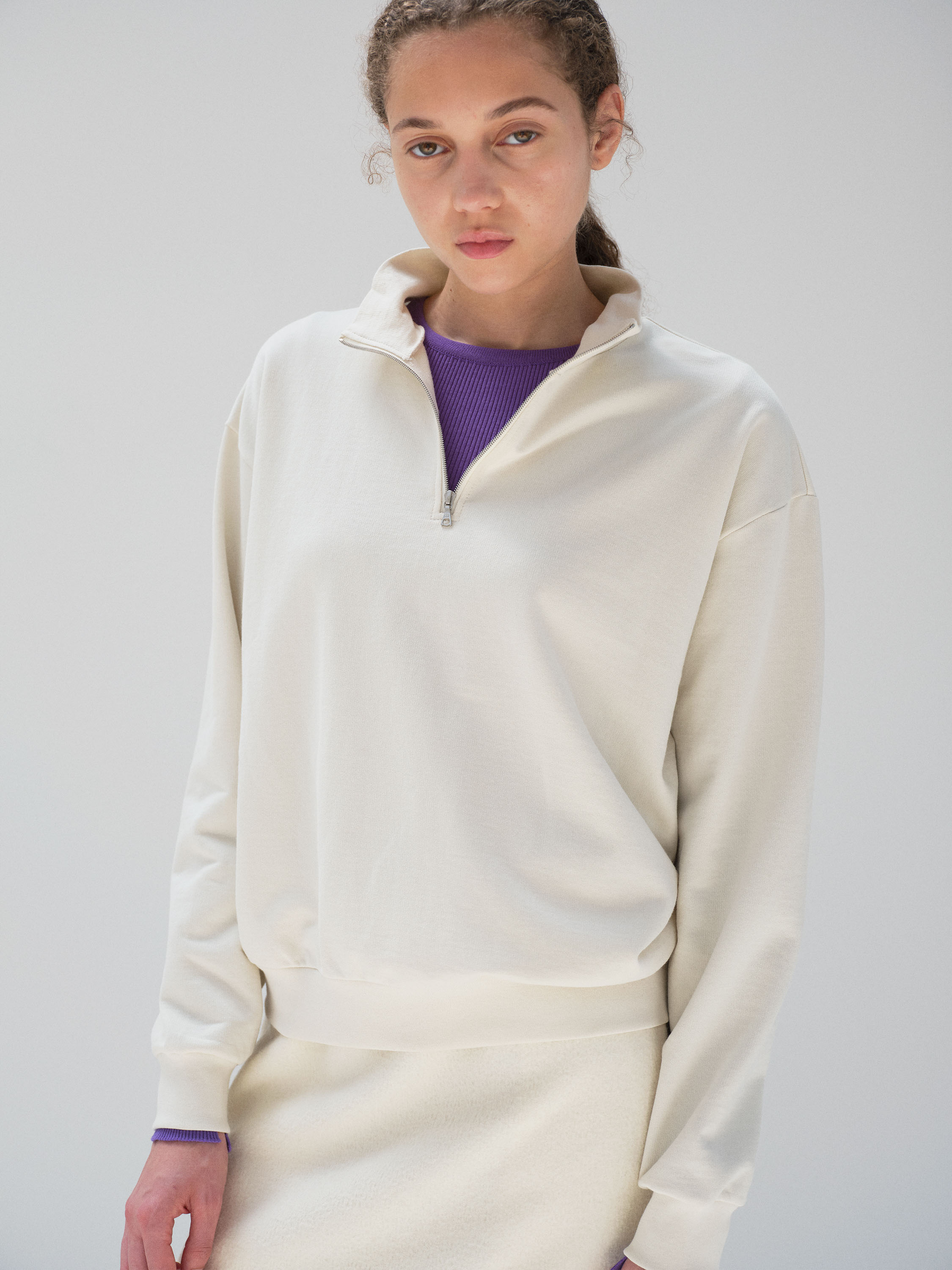 SUPER HIGH GAUGE SWEAT HALF ZIP P/O 詳細画像 IVORY WHITE 1