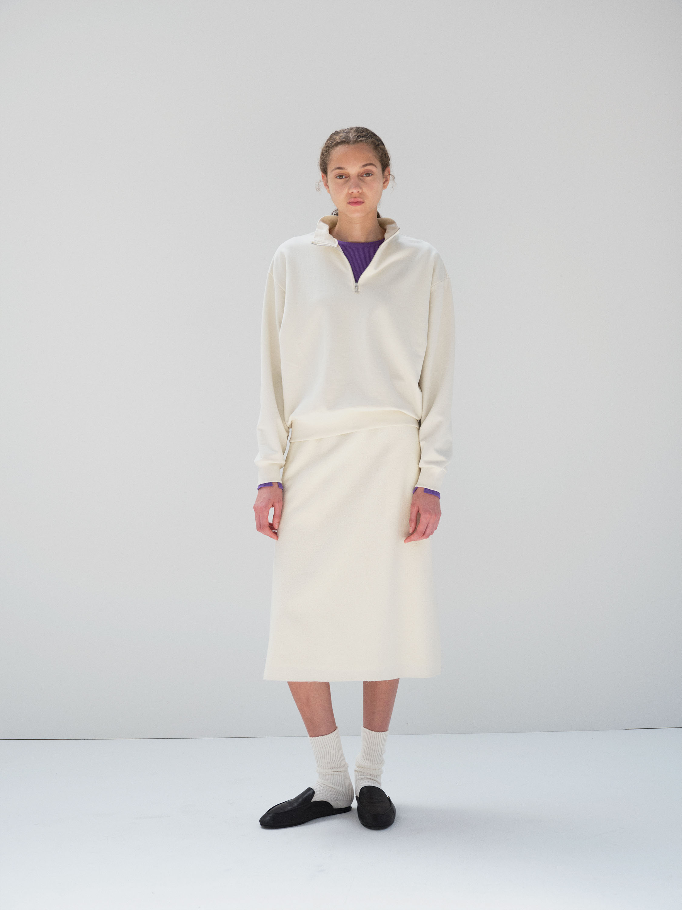 SUPER HIGH GAUGE SWEAT HALF ZIP P/O 詳細画像 IVORY WHITE 2
