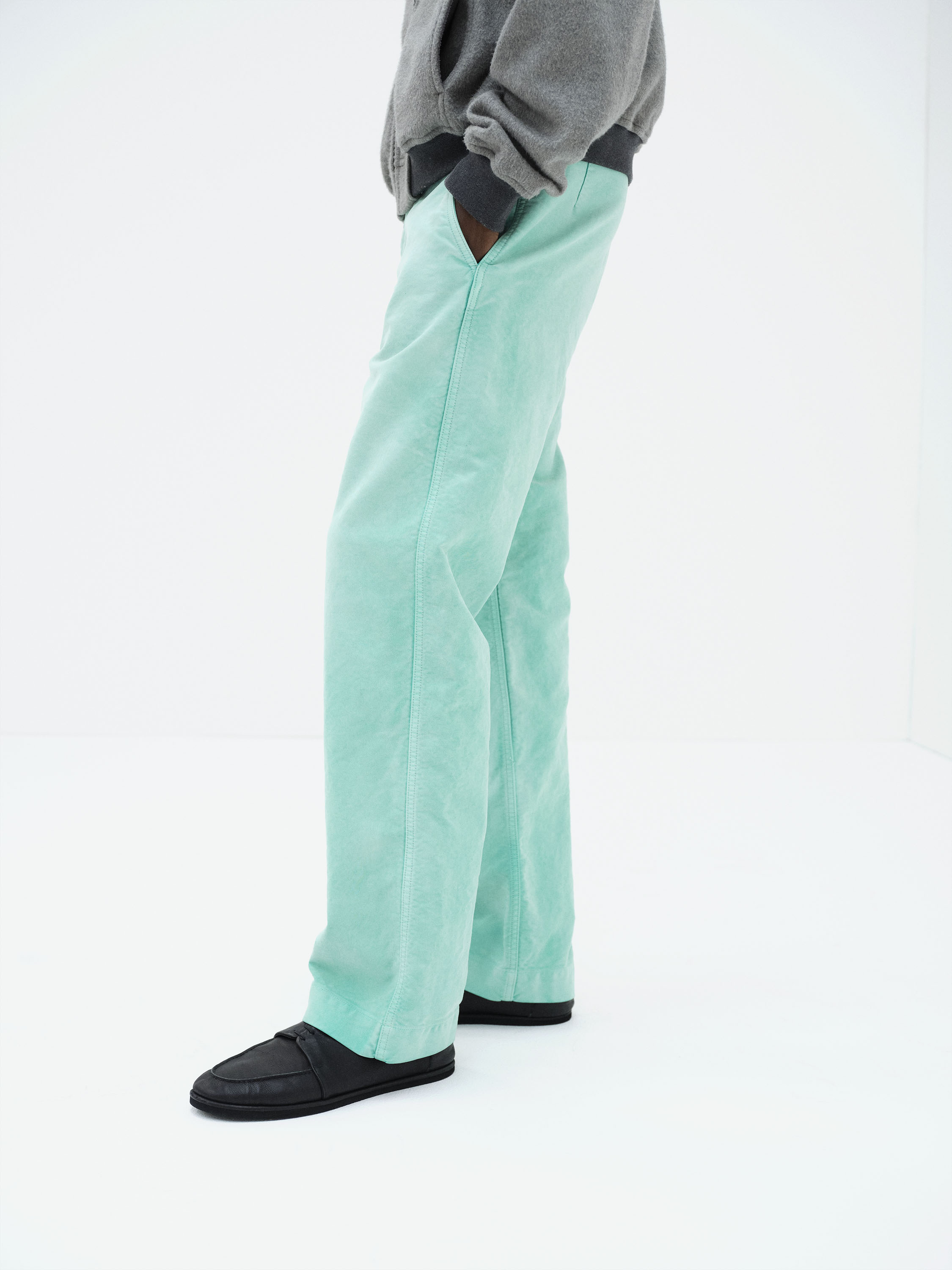 GARMENT-DYED ORGANIC COTTON HEAVY MOLESKIN PANTS 詳細画像 FADED AQUA GREEN 4