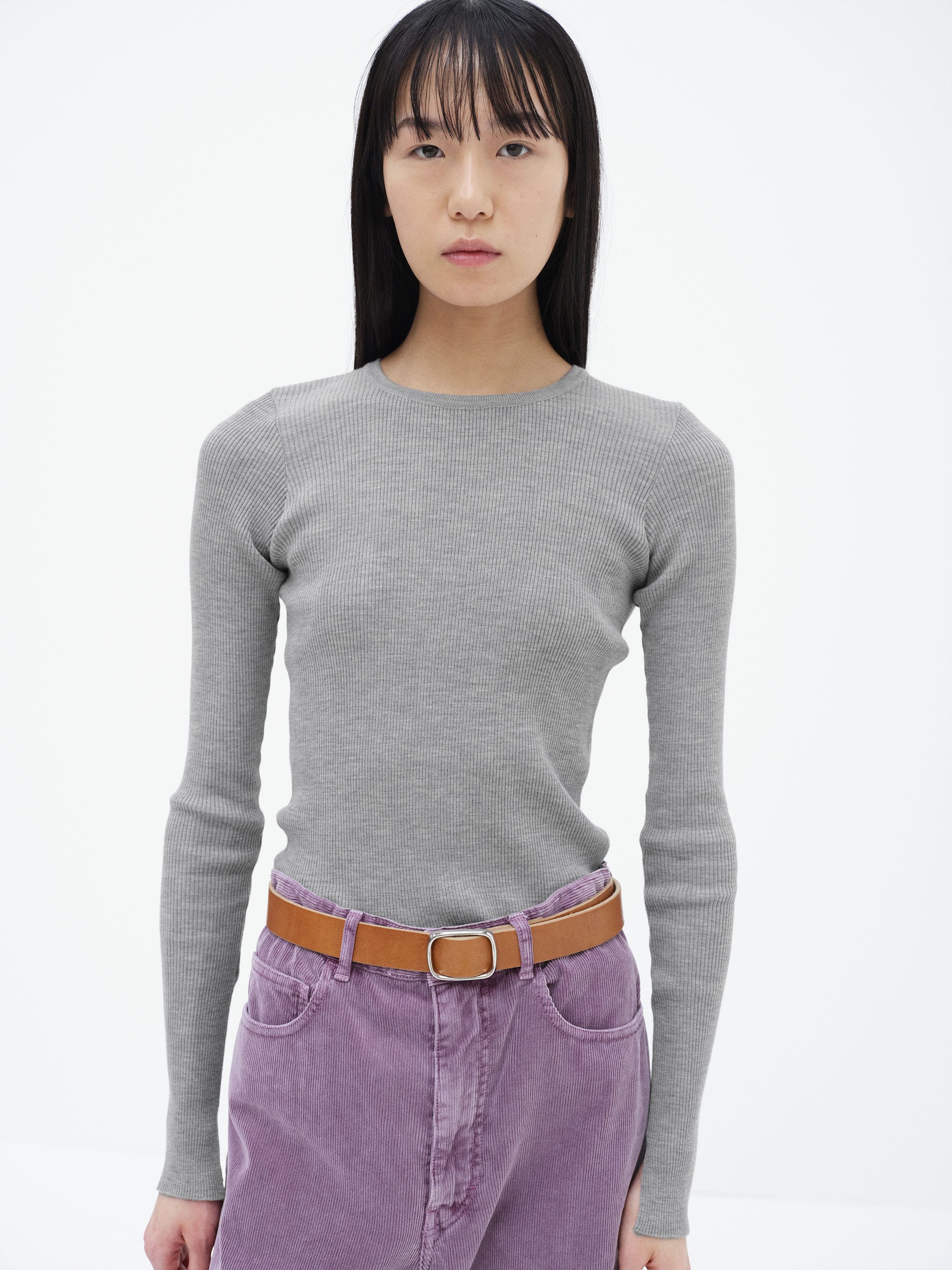 SUPER FINE WOOL HIGH GAUGE RIB KNIT P/O 詳細画像 TOP GRAY 4