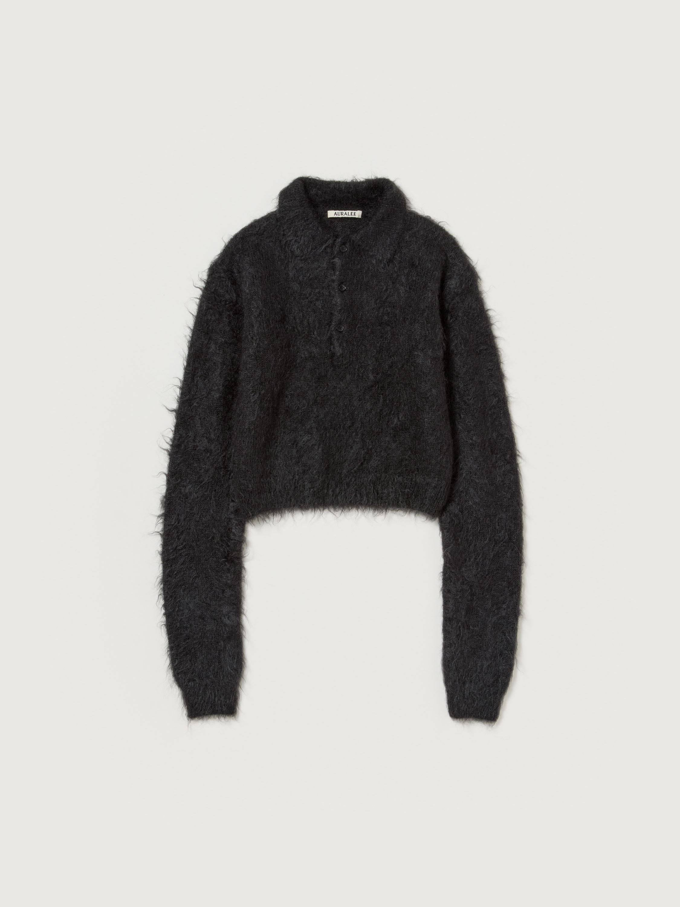 BRUSHED SUPER KID MOHAIR KNIT POLO 詳細画像 INK BLACK 1