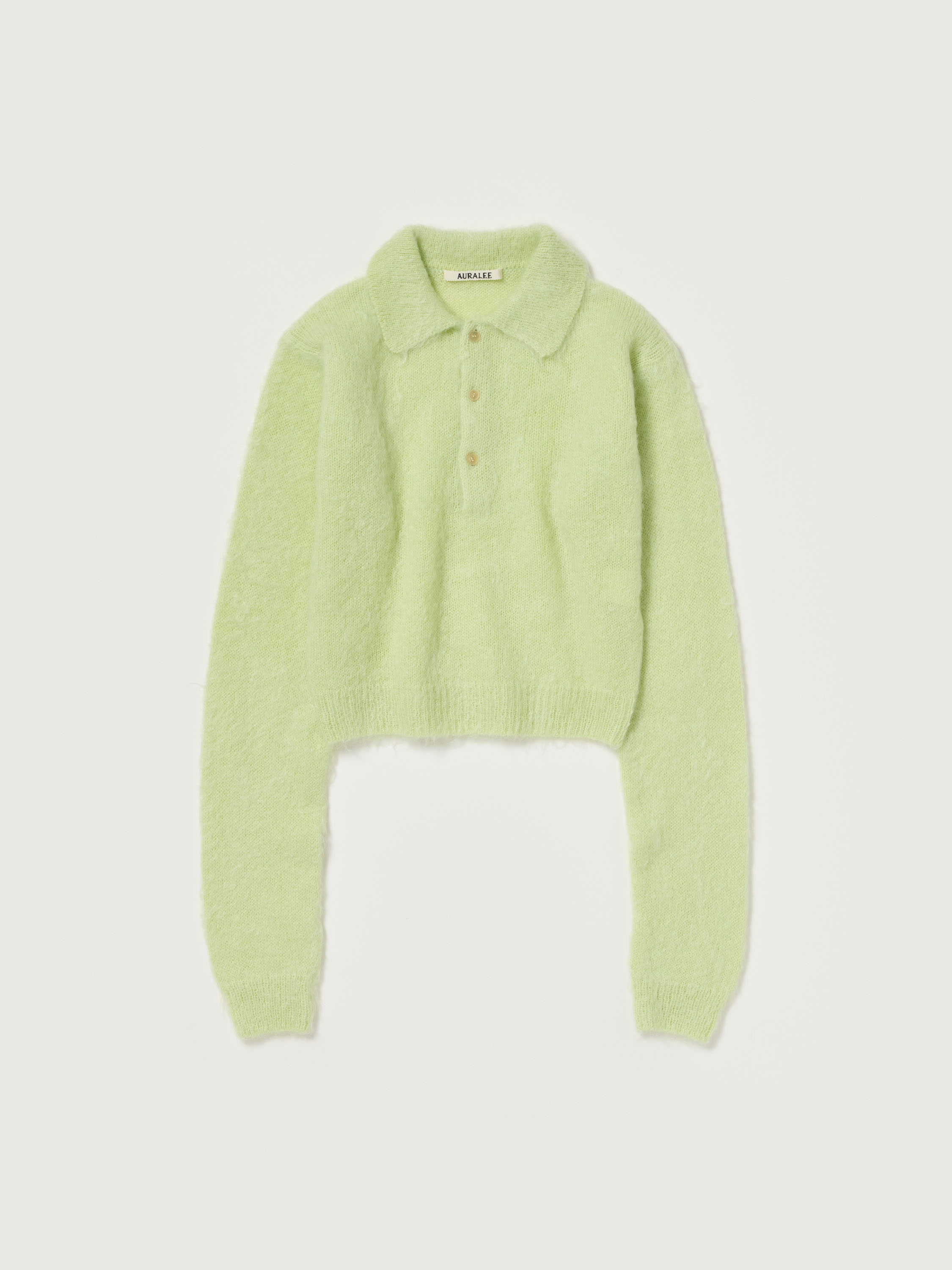 BRUSHED SUPER KID MOHAIR KNIT POLO 詳細画像 LIGHT LIME 1