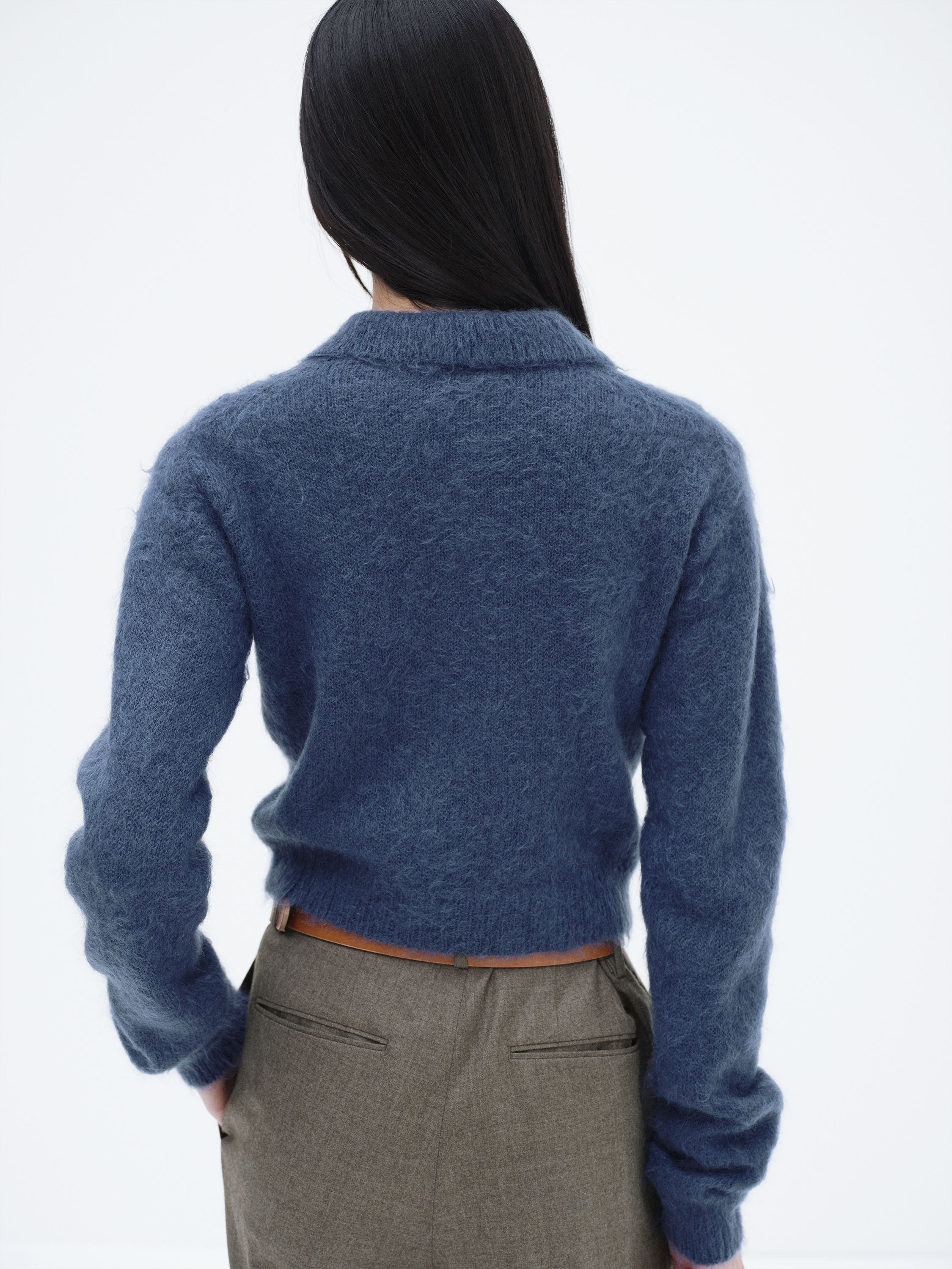 BRUSHED SUPER KID MOHAIR KNIT POLO 詳細画像 LIGHT NAVY 4
